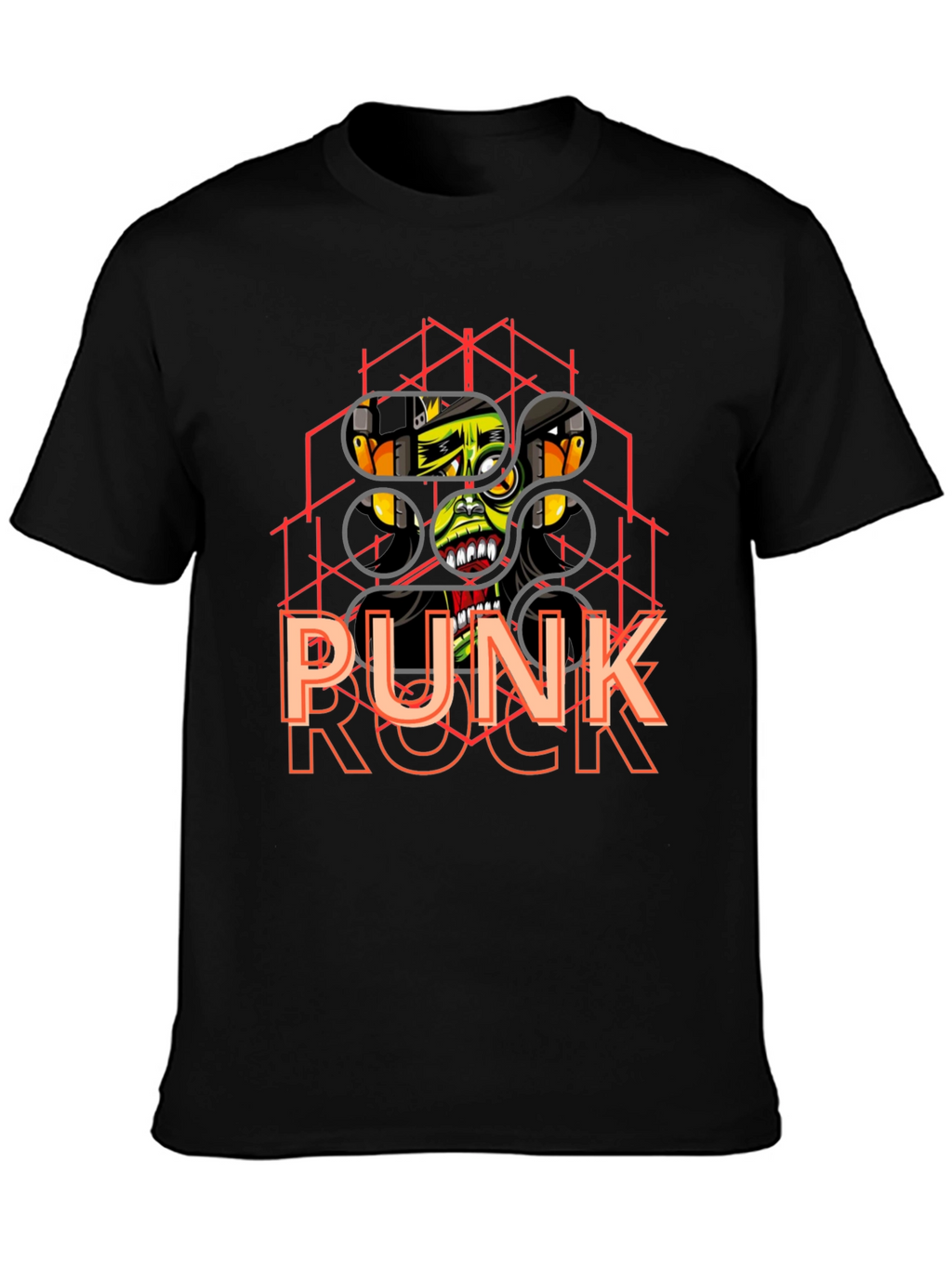 Punk Rock Graphic Tee - Black Cotton