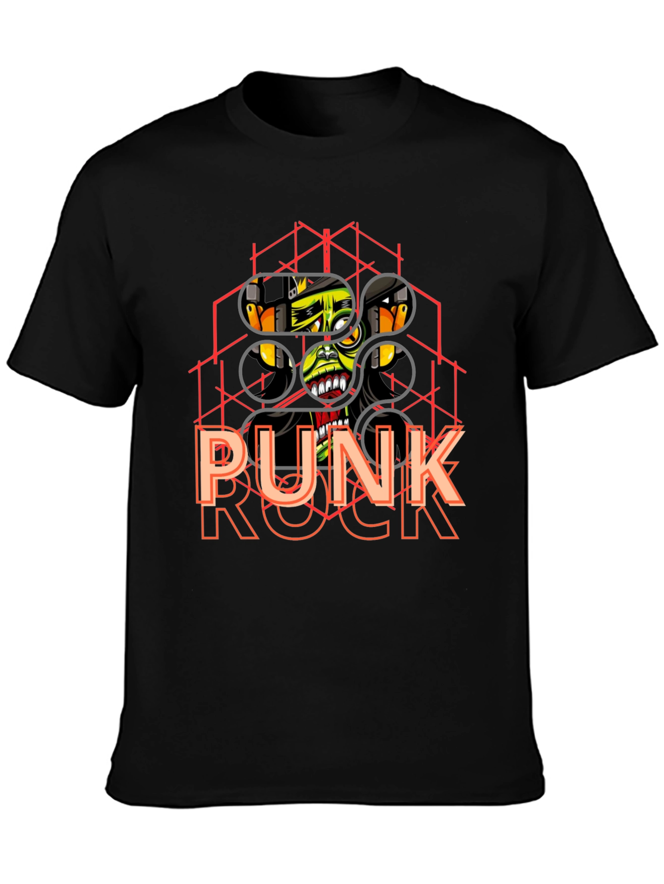 Punk Rock Graphic Tee - Black Cotton