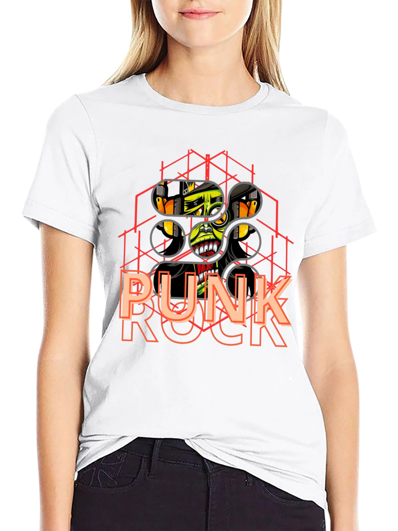 Punk Rock Graphic Tee - Black Cotton