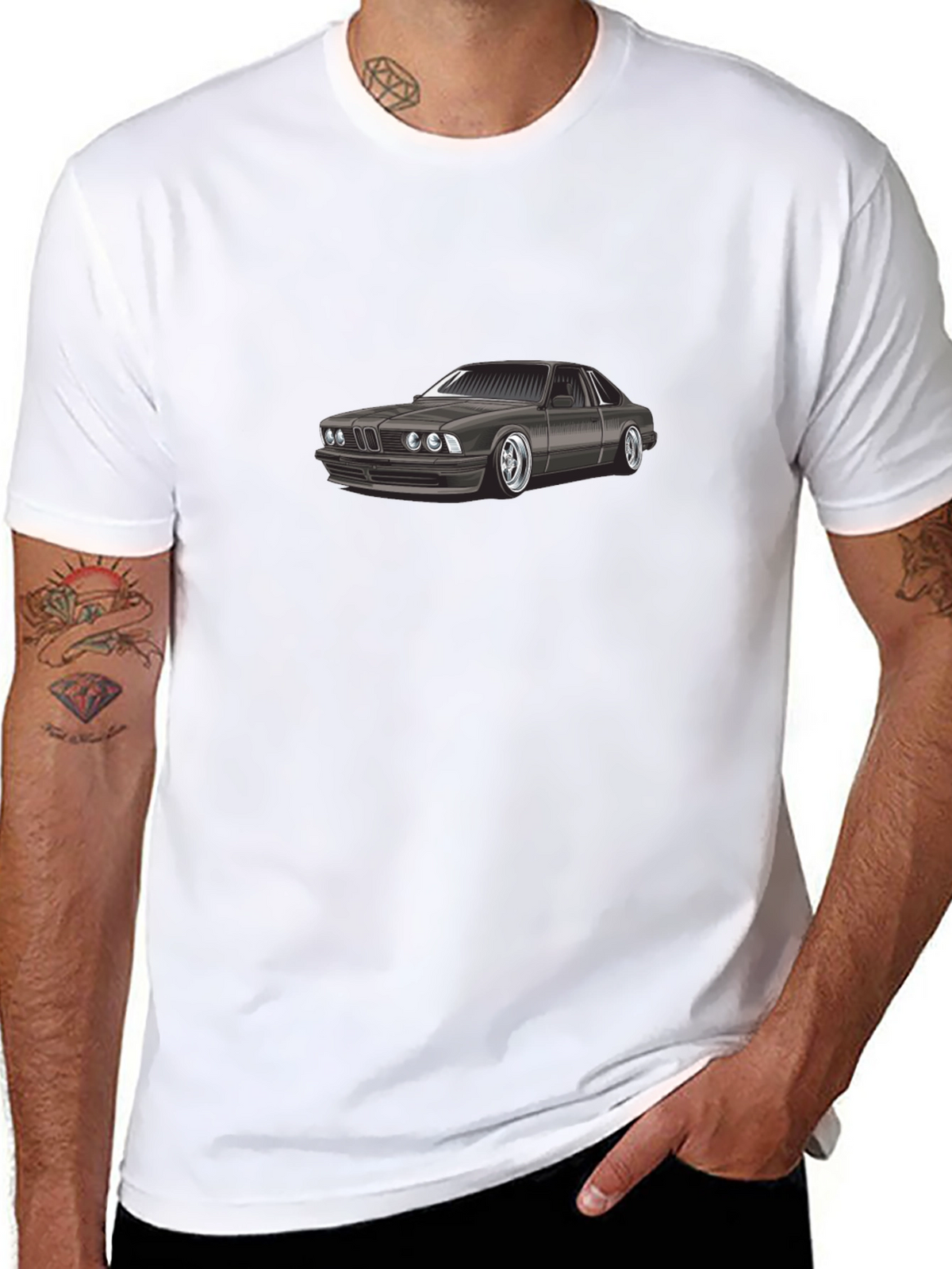 Classic Car Graphic Tee - Black Cotton