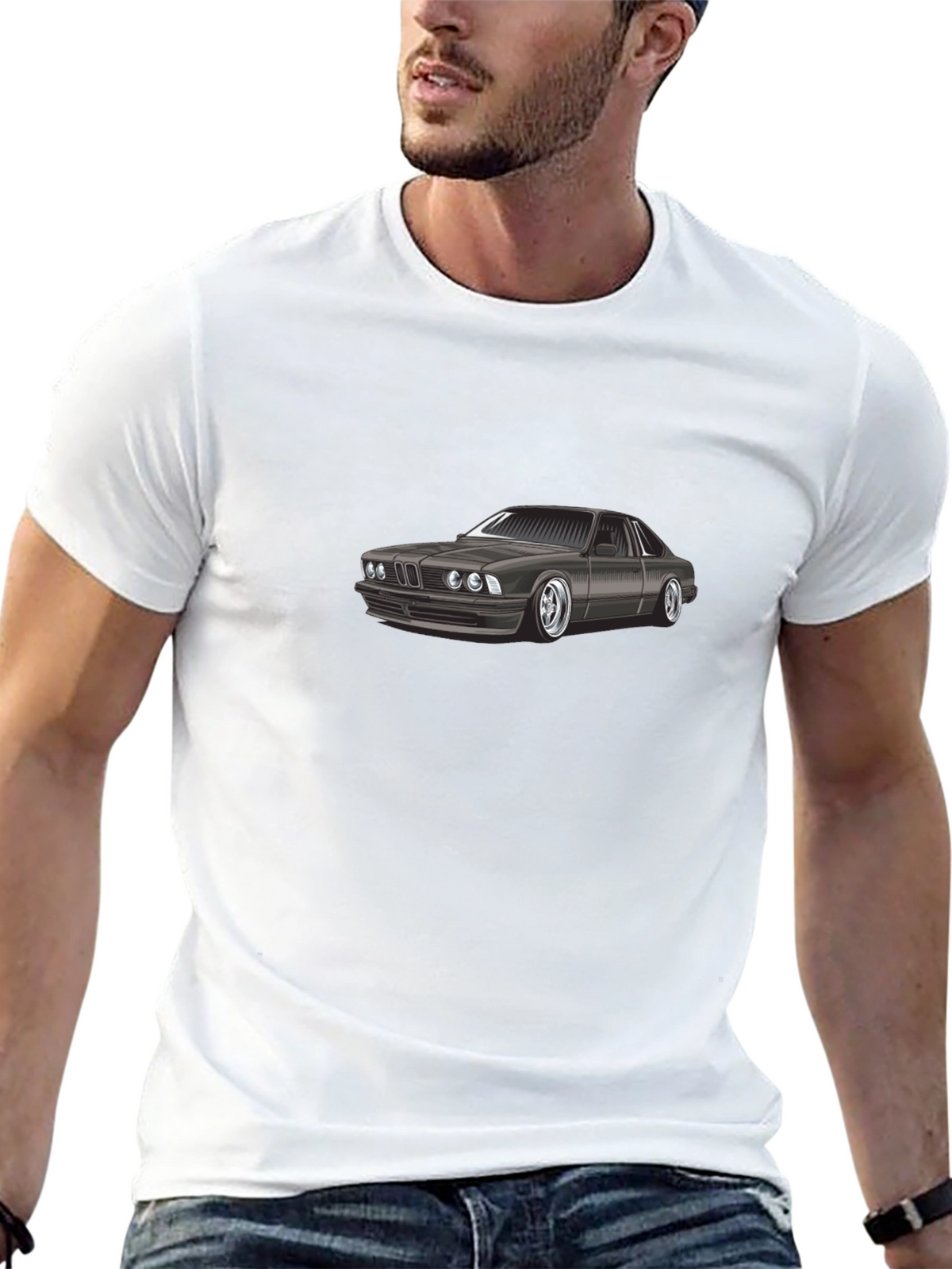 Classic Car Graphic Tee - Black Cotton