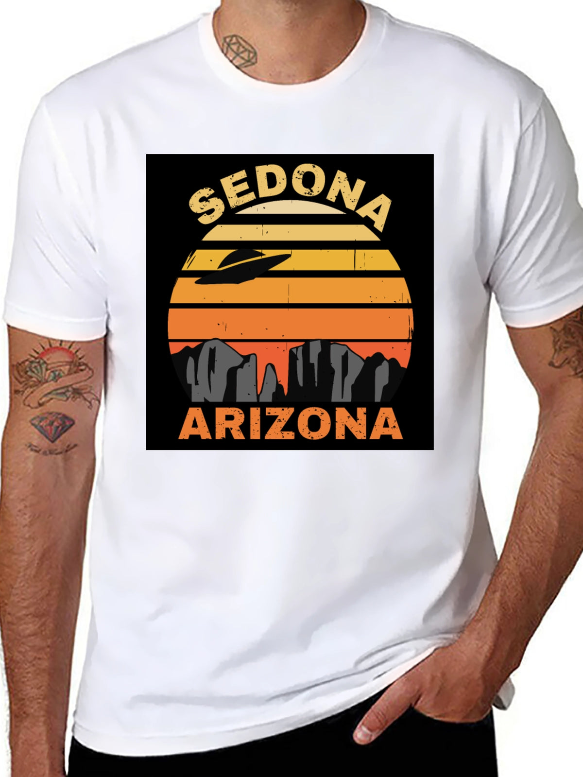 Sedona Arizona UFO Retro Sunset T-Shirt