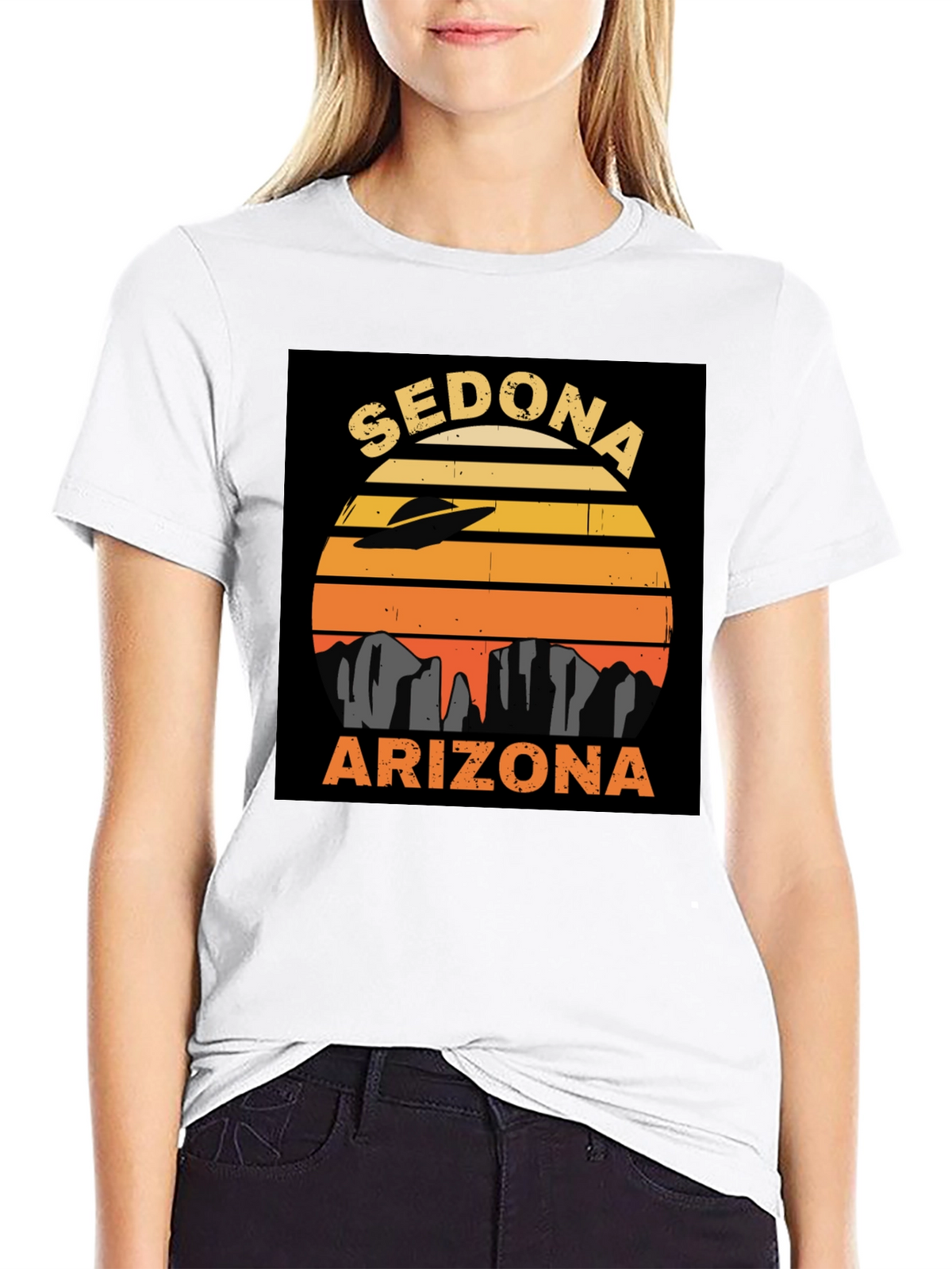 Sedona Arizona UFO Retro Sunset T-Shirt
