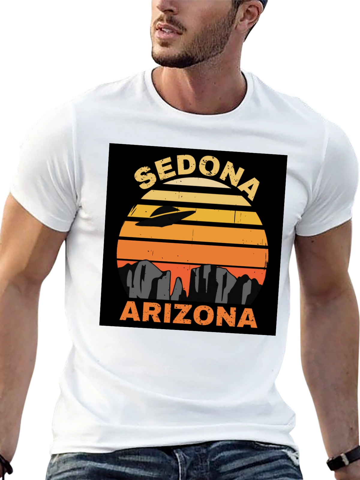 Sedona Arizona UFO Retro Sunset T-Shirt
