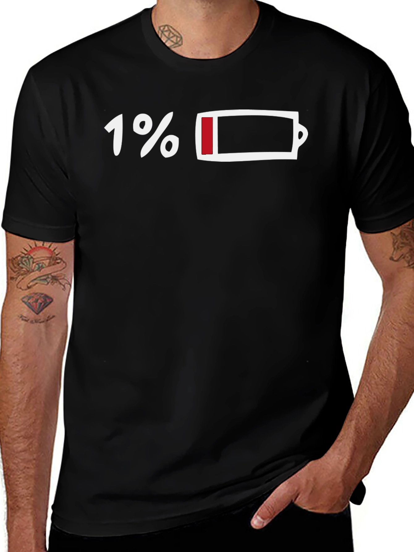 1% Battery T-Shirt - Low Power Mode Graphic Tee