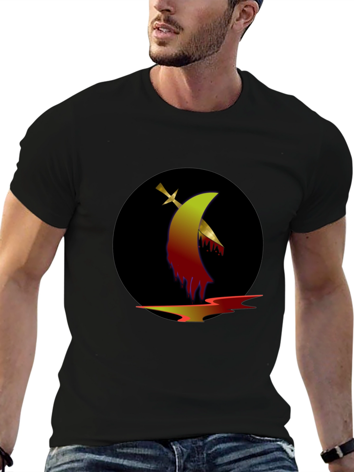 Graphic Tee: Sword & Moon Design