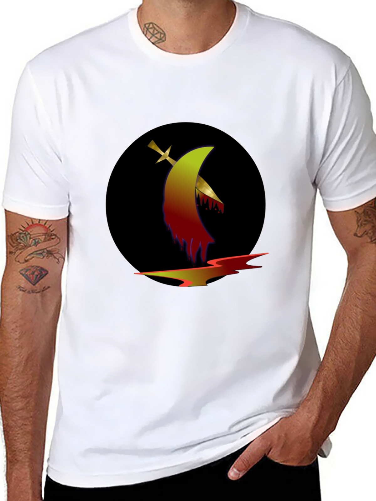 Graphic Tee: Sword & Moon Design