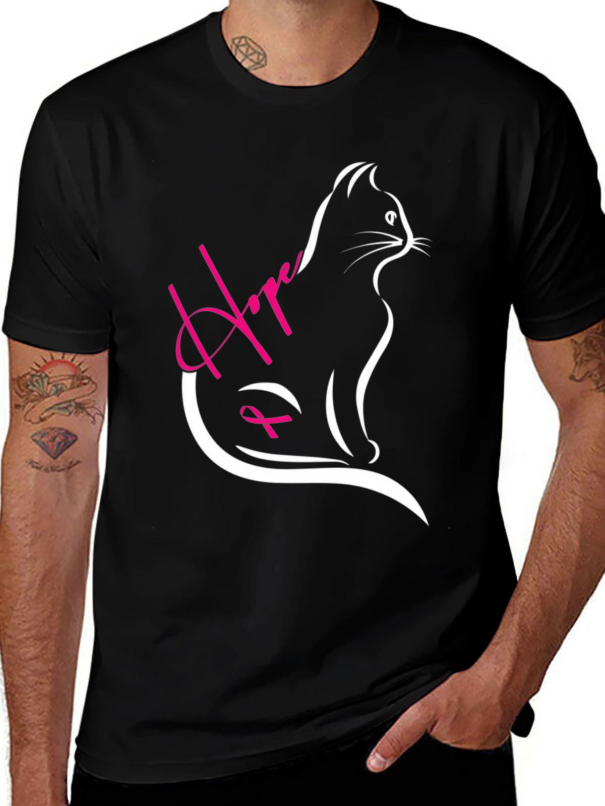 Hope Cat Breast Cancer Awareness T-Shirt