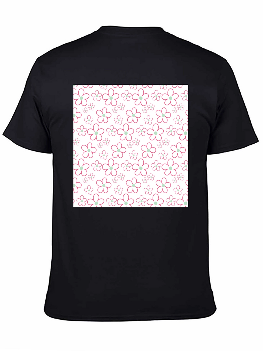 Floral Pattern T-Shirt - Black