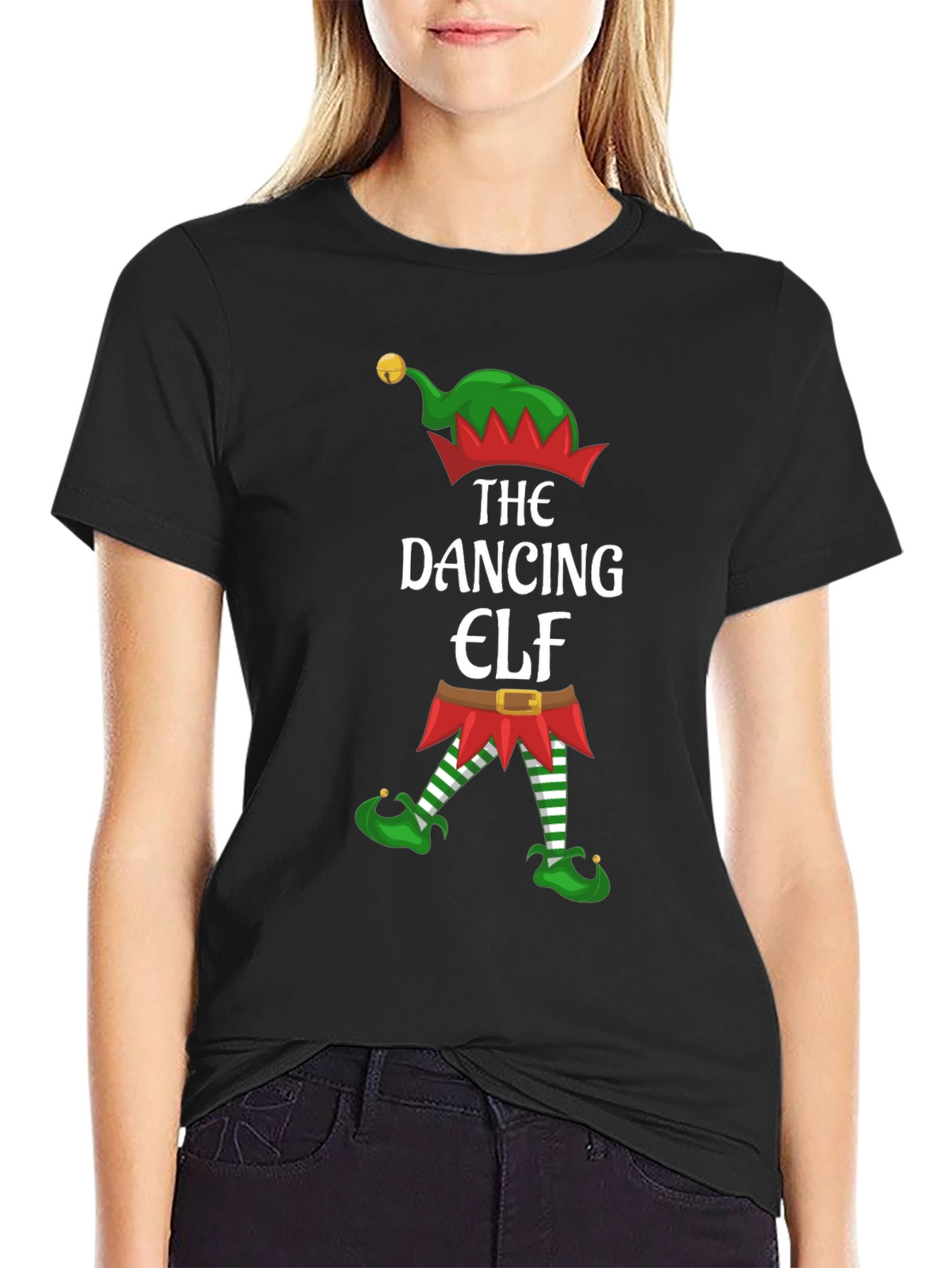 Dancing Elf Graphic Tee - Holiday Festive Shirt