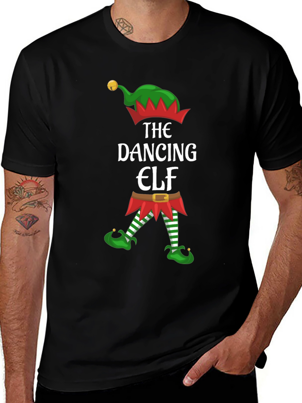 Dancing Elf Graphic Tee - Holiday Festive Shirt