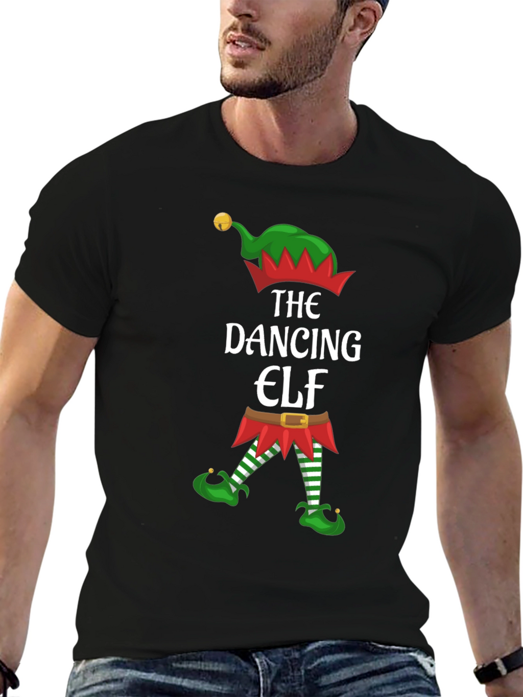 Dancing Elf Graphic Tee - Holiday Festive Shirt
