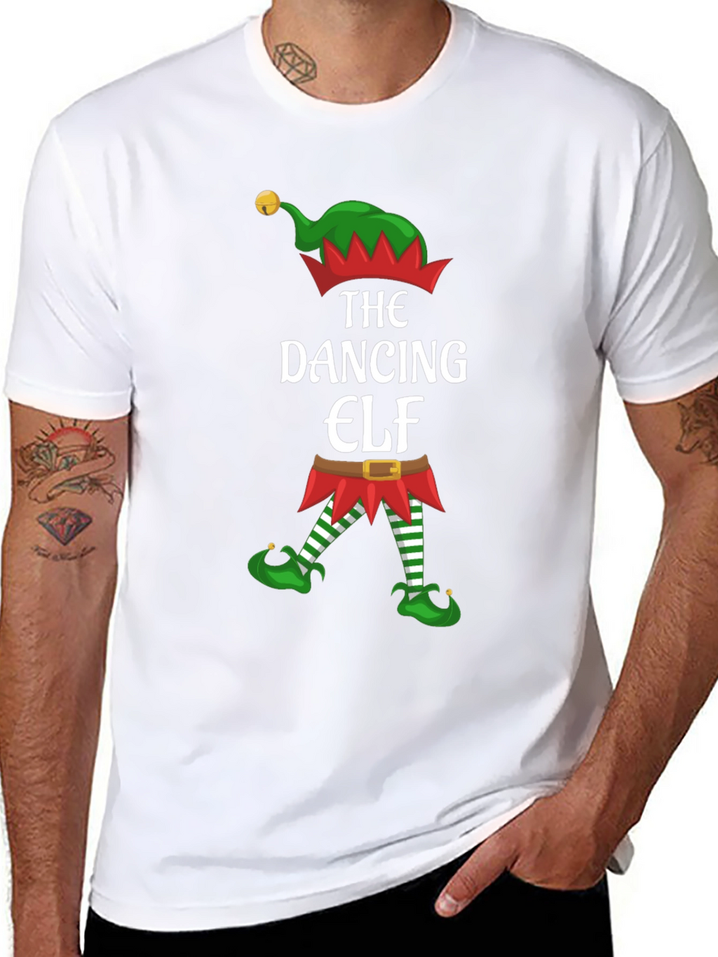 Dancing Elf Graphic Tee - Holiday Festive Shirt