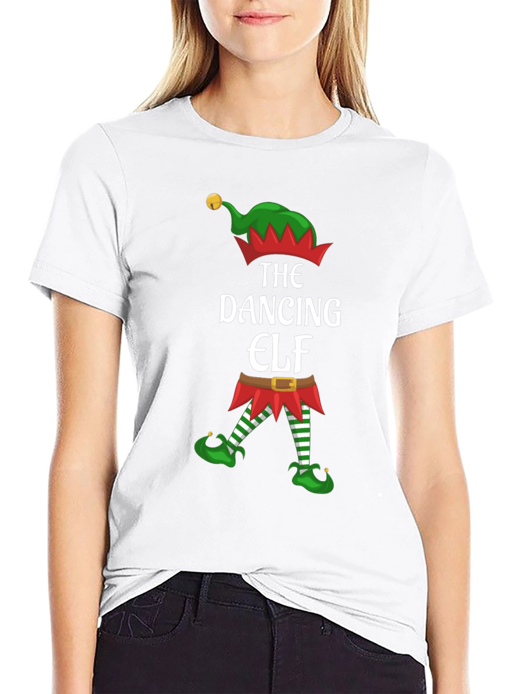 Dancing Elf Graphic Tee - Holiday Festive Shirt