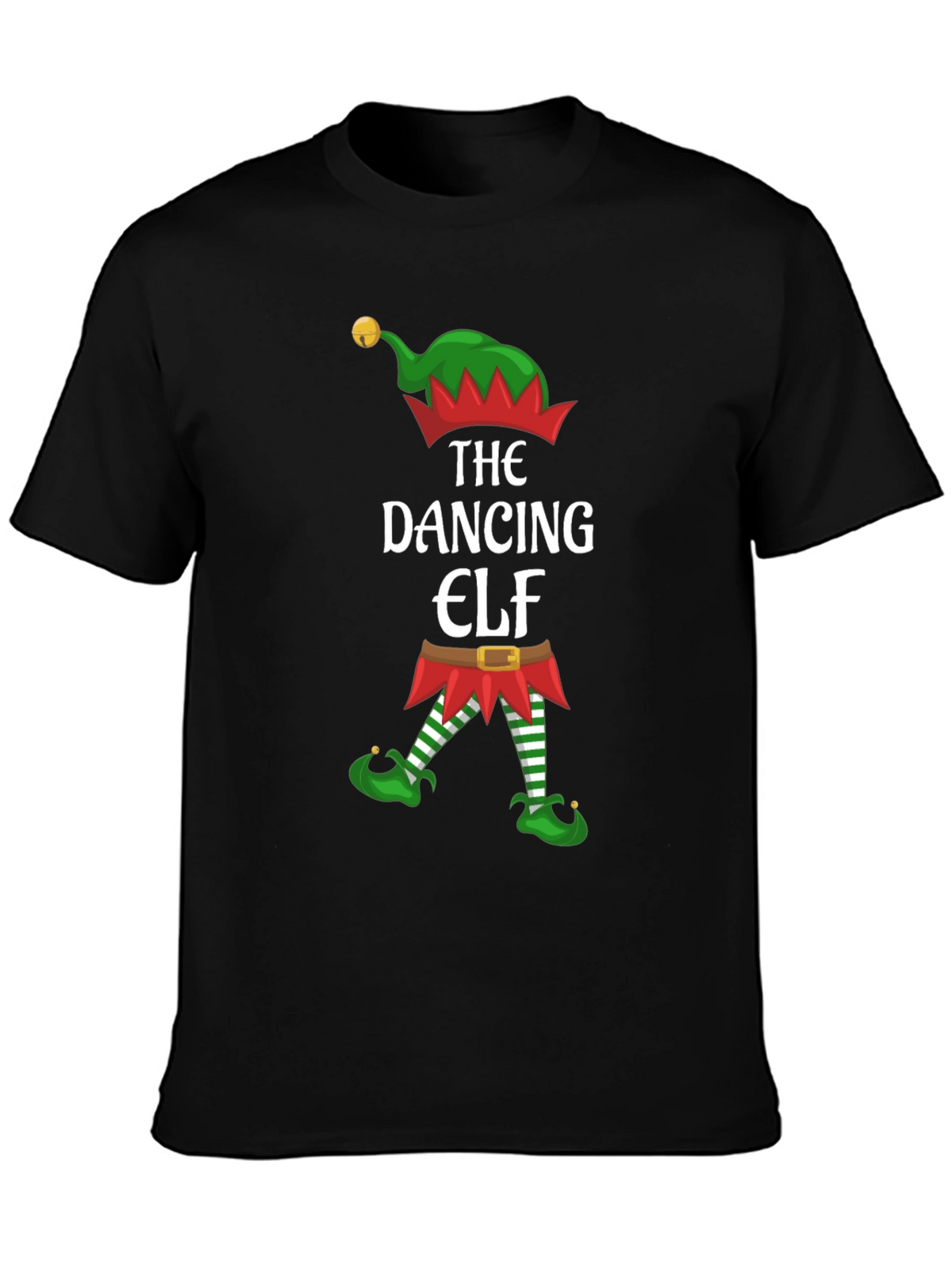 Dancing Elf Graphic Tee - Holiday Festive Shirt