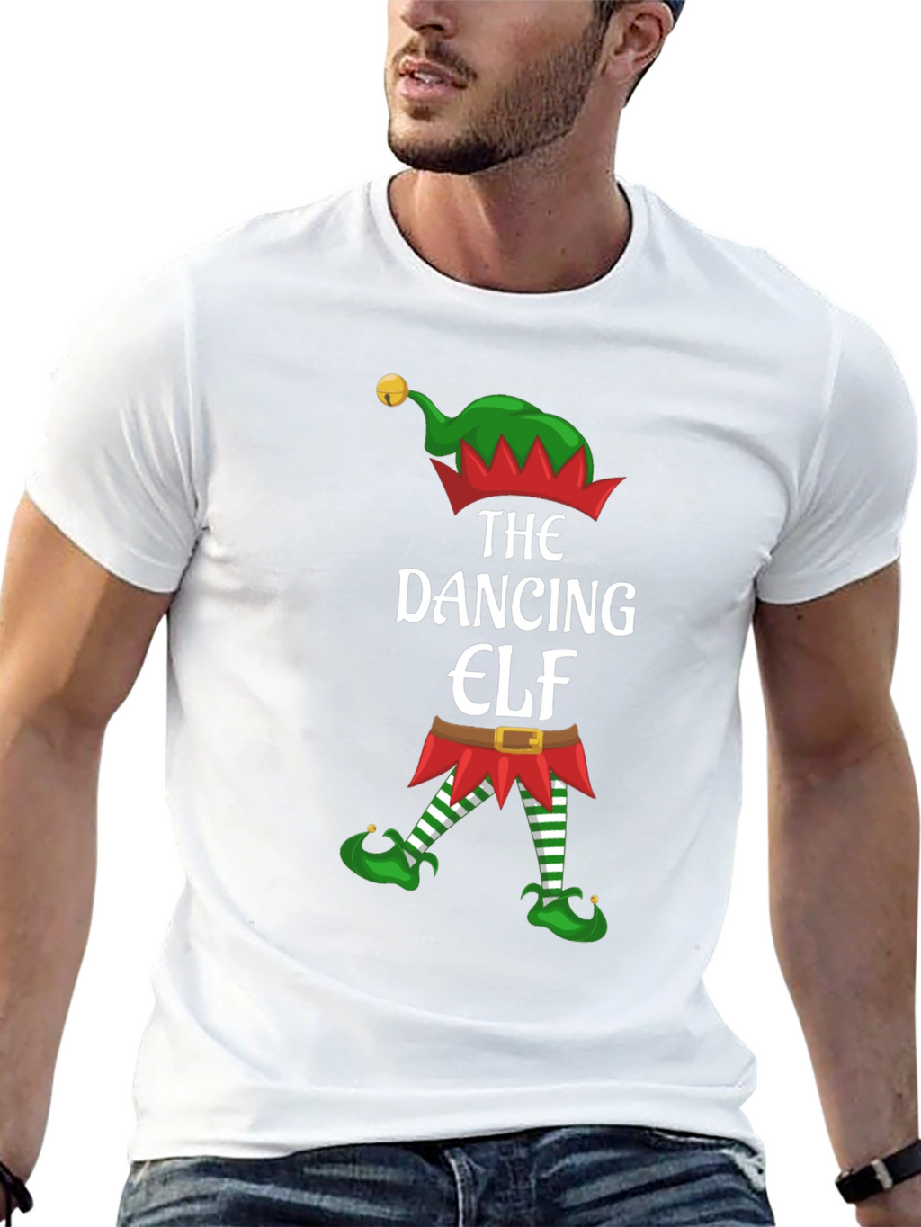 Dancing Elf Graphic Tee - Holiday Festive Shirt