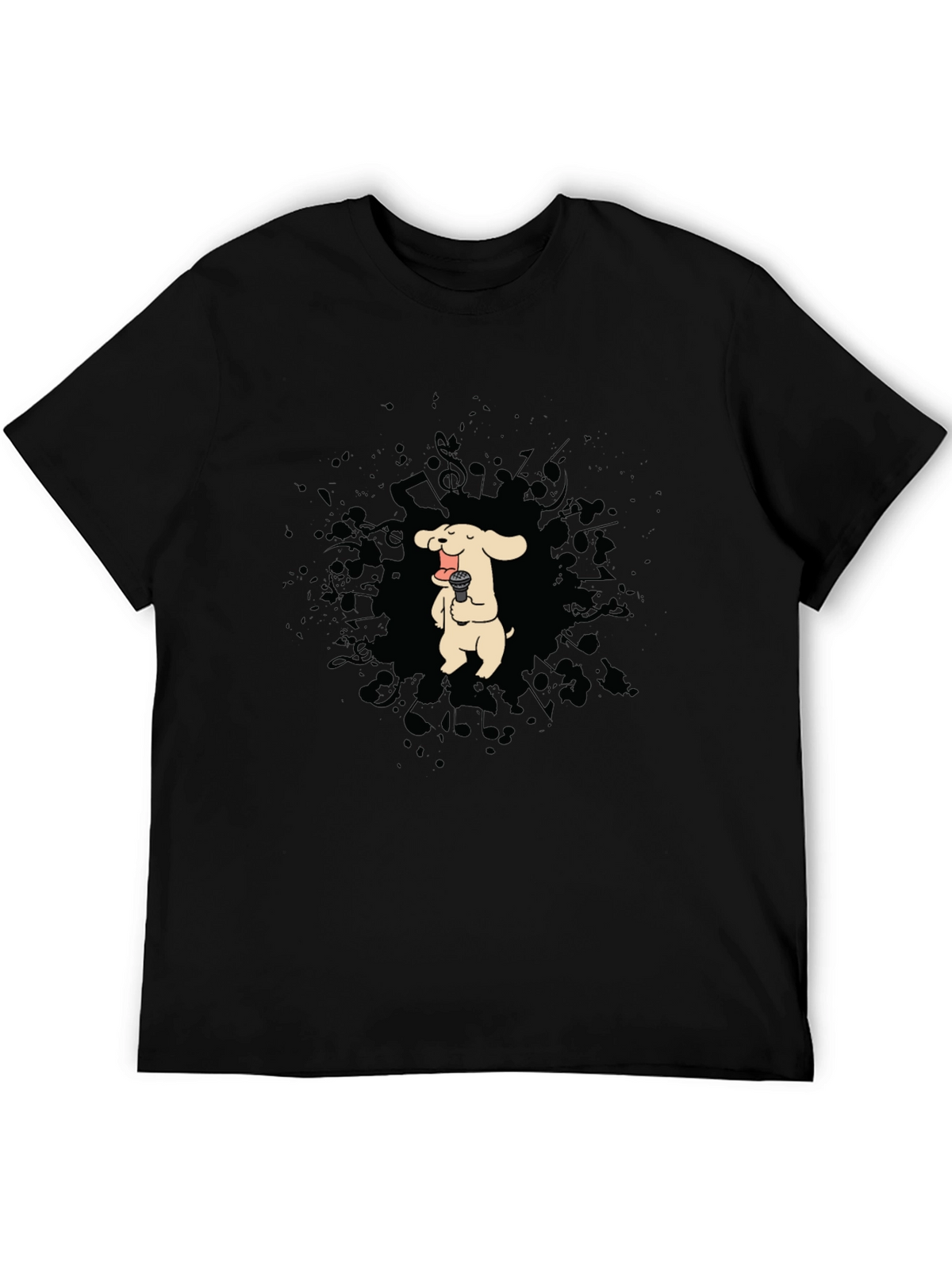 Dog Singer Graphic T-Shirt - Black