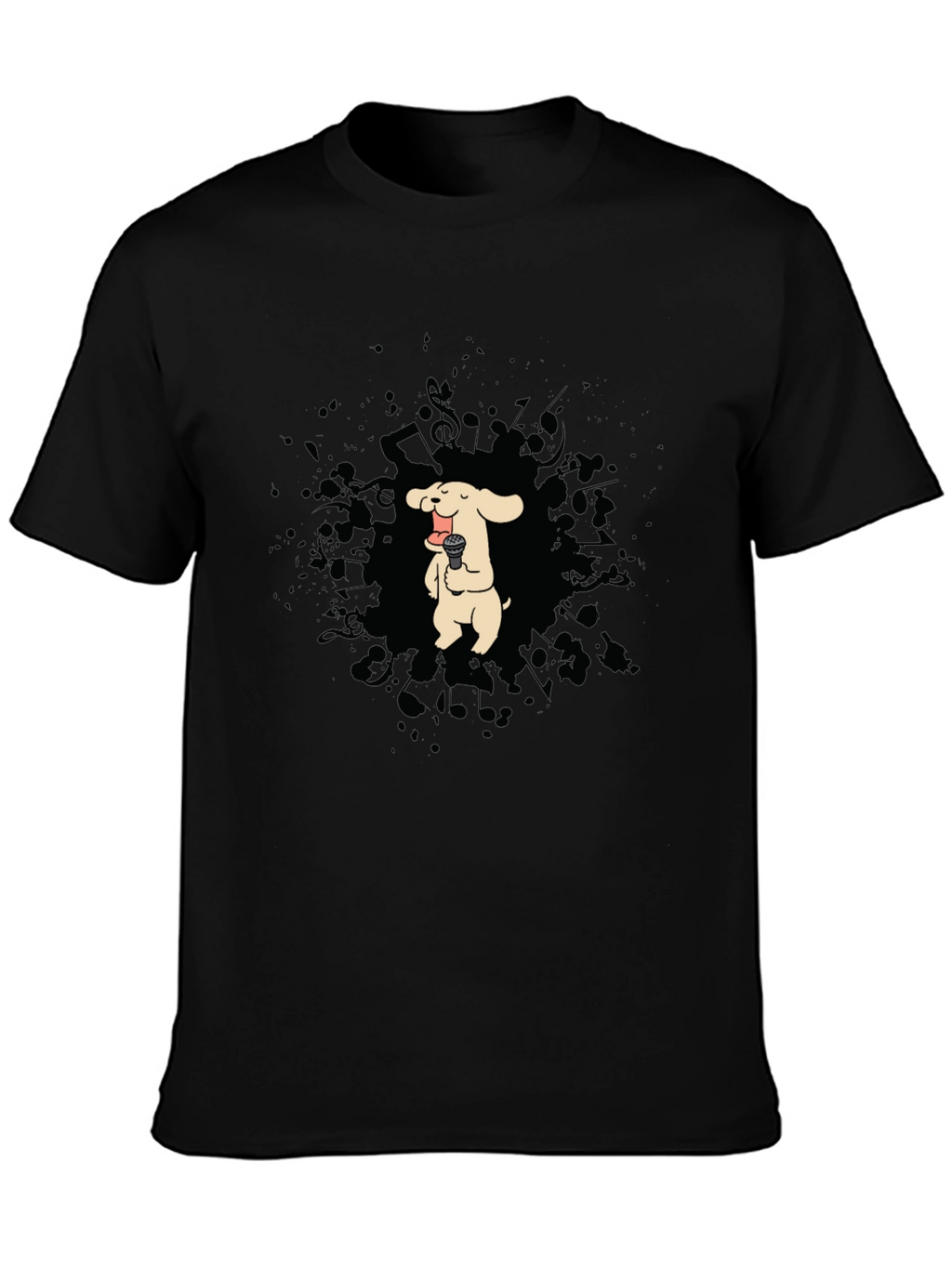 Dog Singer Graphic T-Shirt - Black