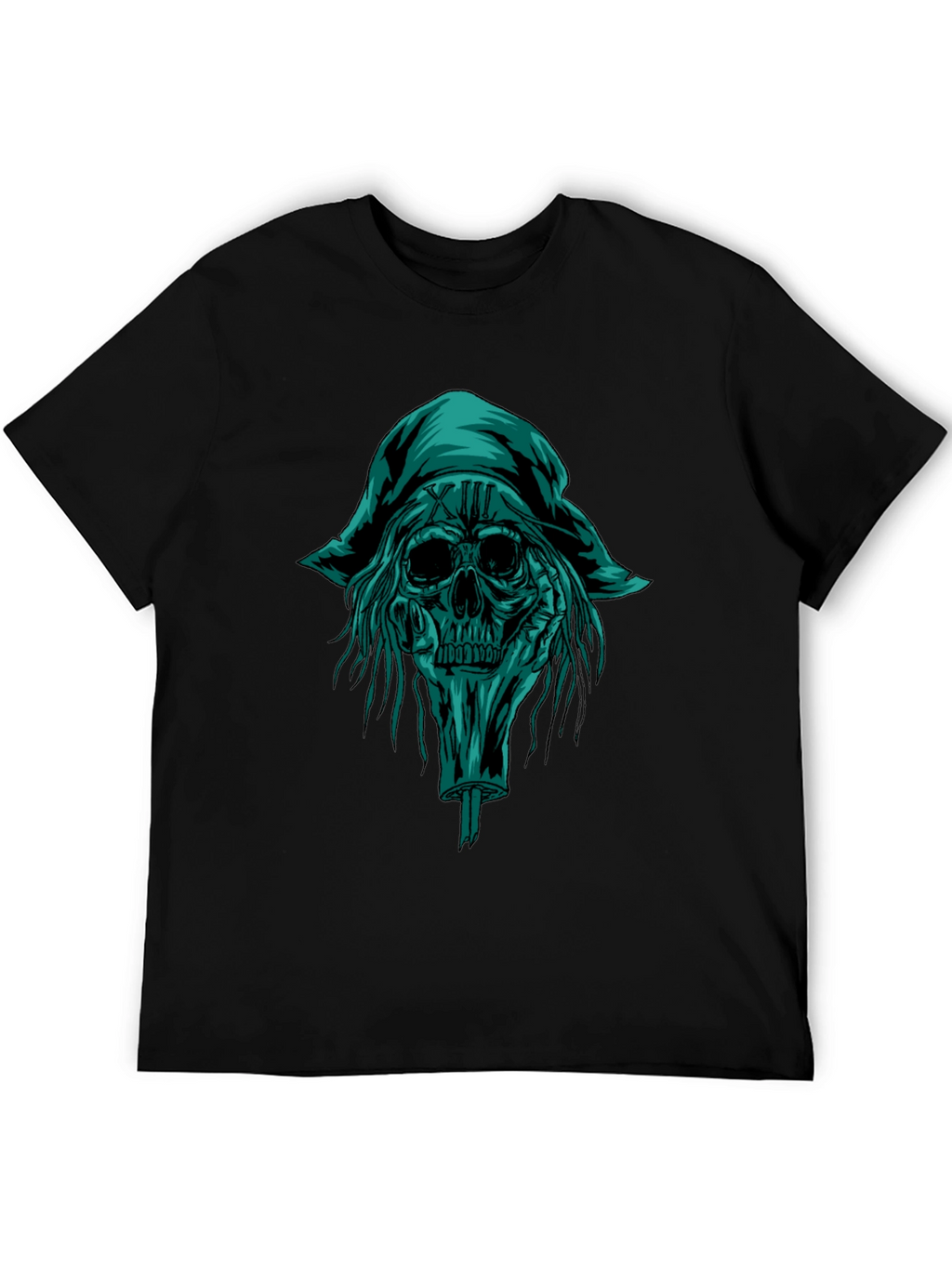 Skull Pirate Graphic Tee - Black Cotton T-Shirt