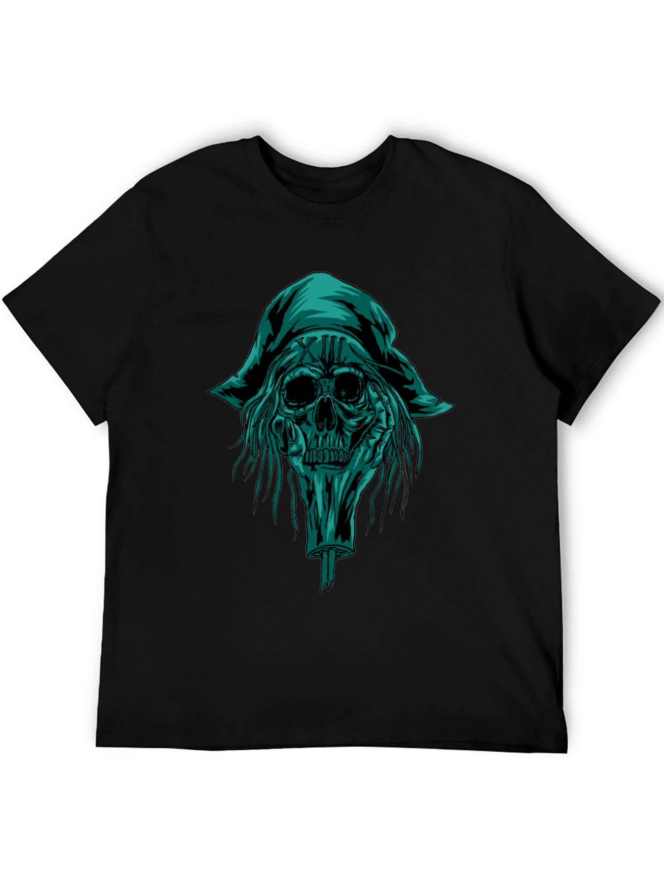 Skull Pirate Graphic Tee - Black Cotton T-Shirt