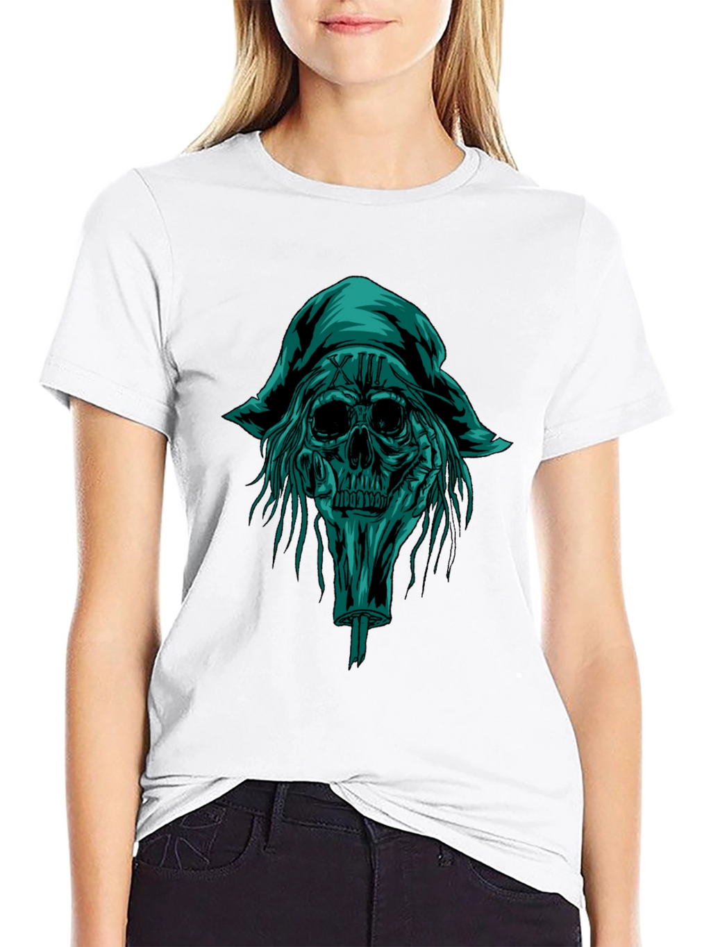 Skull Pirate Graphic Tee - Black Cotton T-Shirt