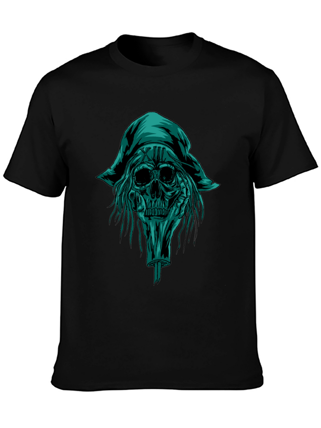 Skull Pirate Graphic Tee - Black Cotton T-Shirt