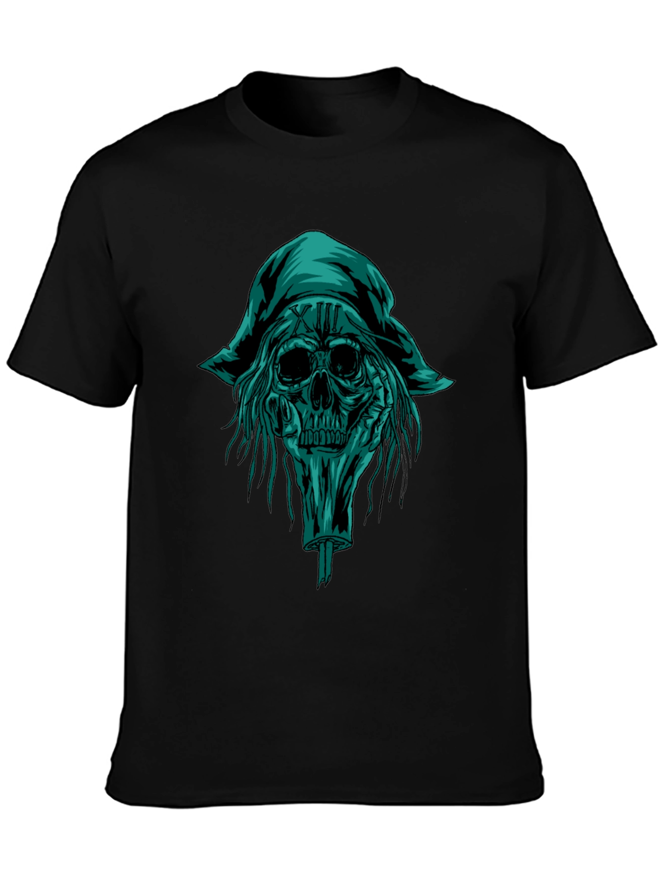Skull Pirate Graphic Tee - Black Cotton T-Shirt