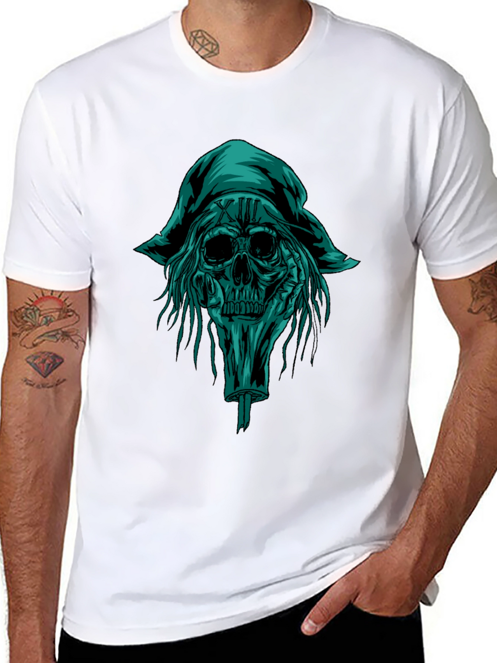 Skull Pirate Graphic Tee - Black Cotton T-Shirt