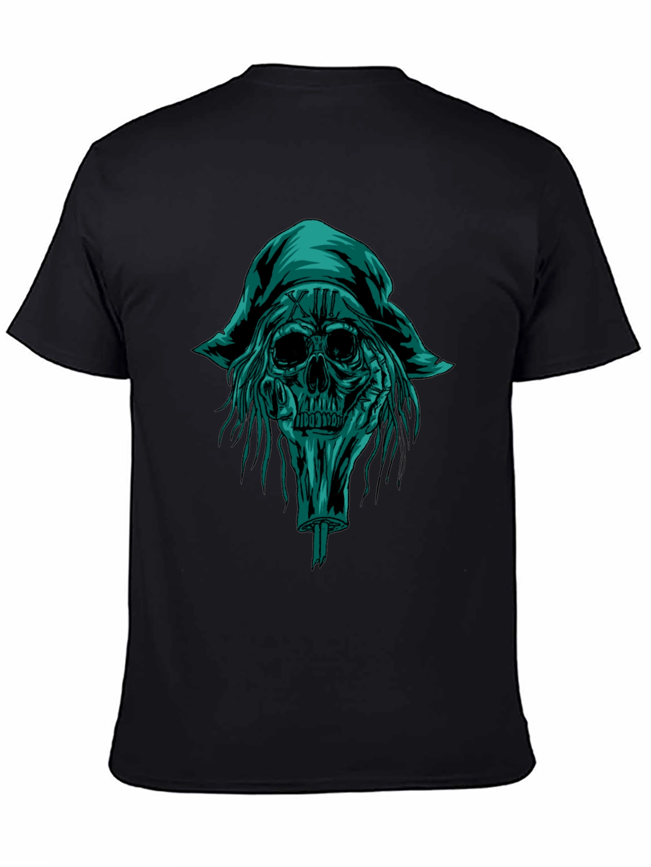Skull Pirate Graphic Tee - Black Cotton T-Shirt