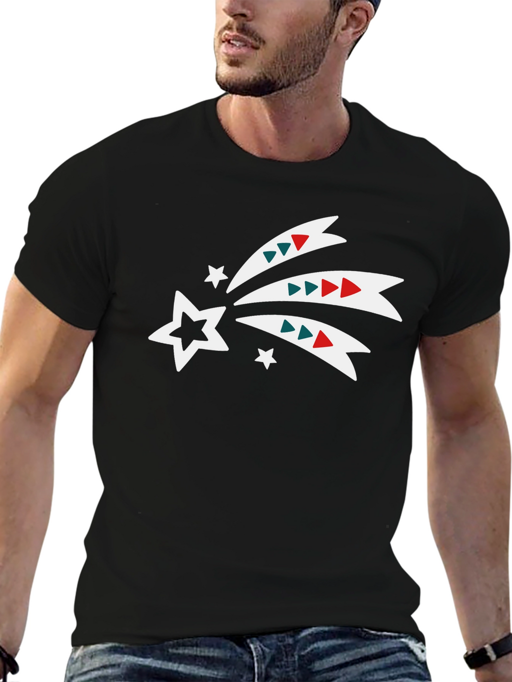 Festive Shooting Star Black Tee