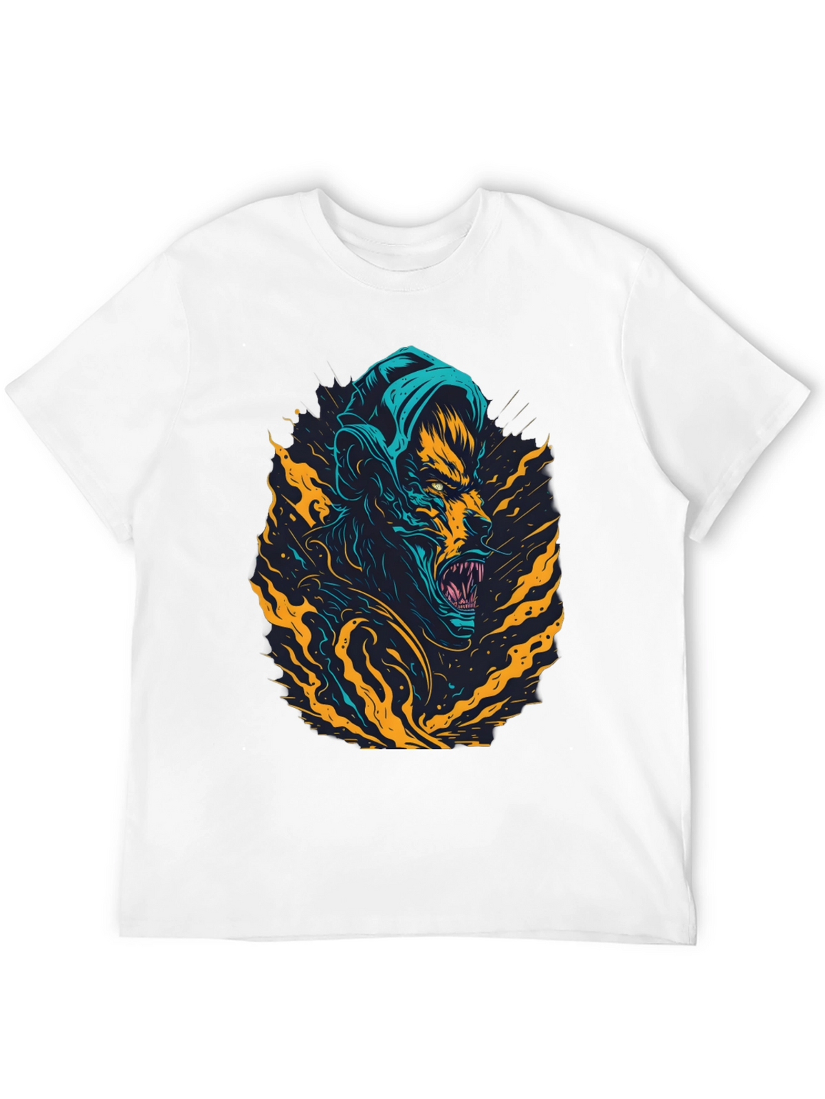 Mens Black Graphic Tee: Monster Rage Design