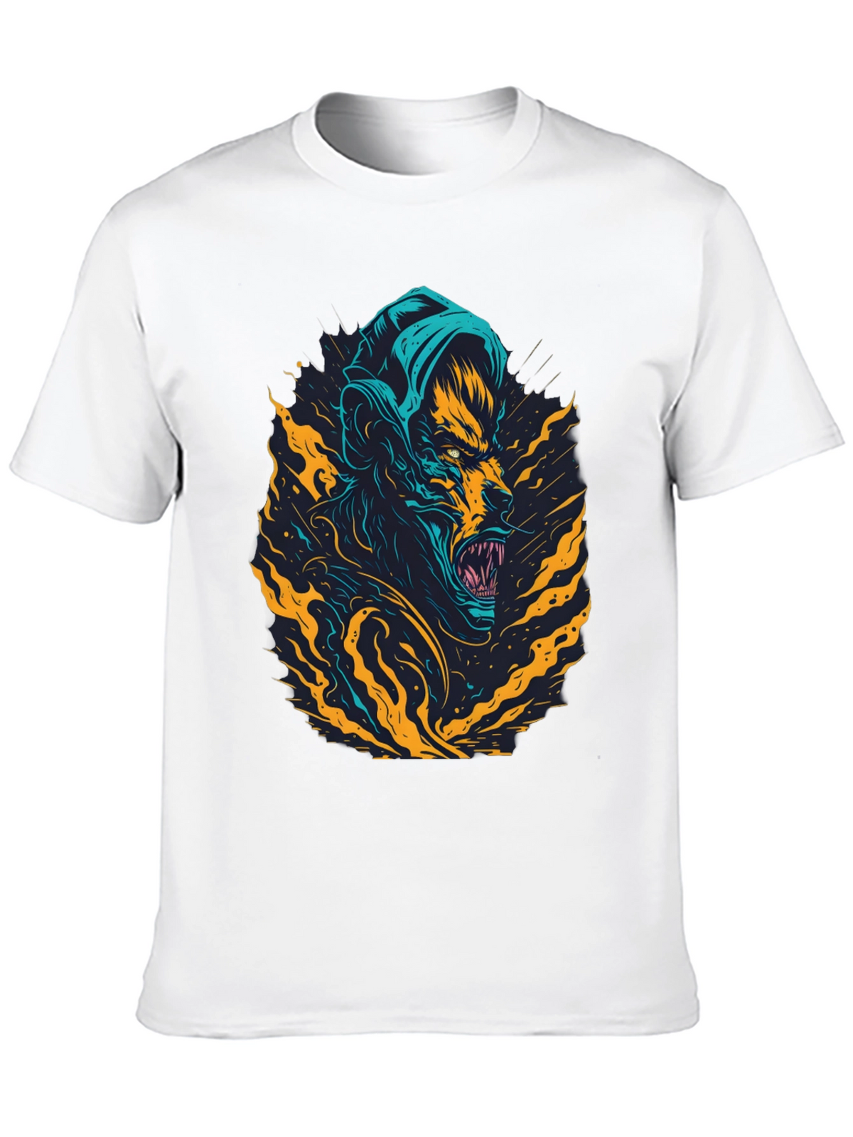 Mens Black Graphic Tee: Monster Rage Design