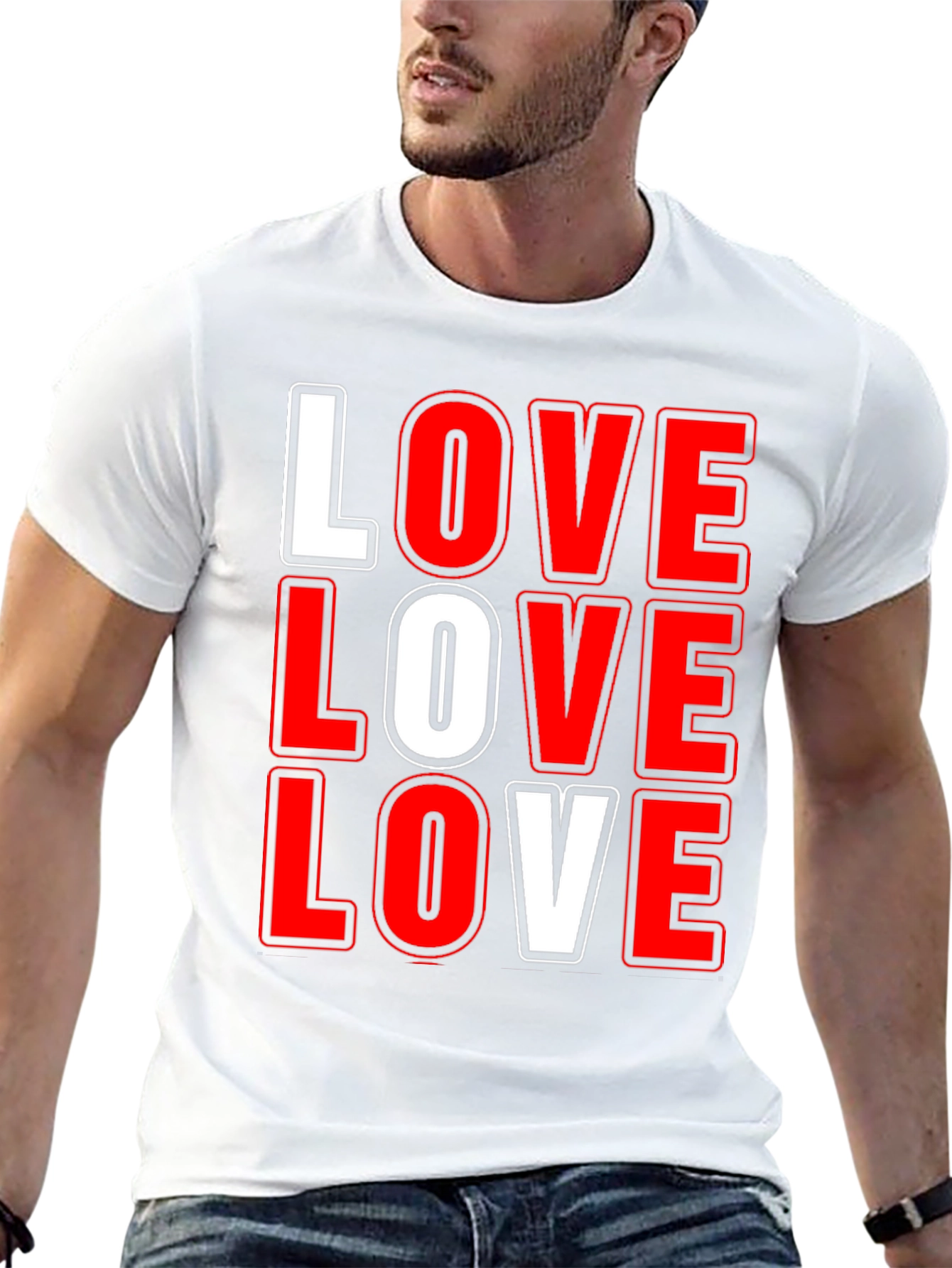 Love Graphic T-Shirt - Bold Red & White Print