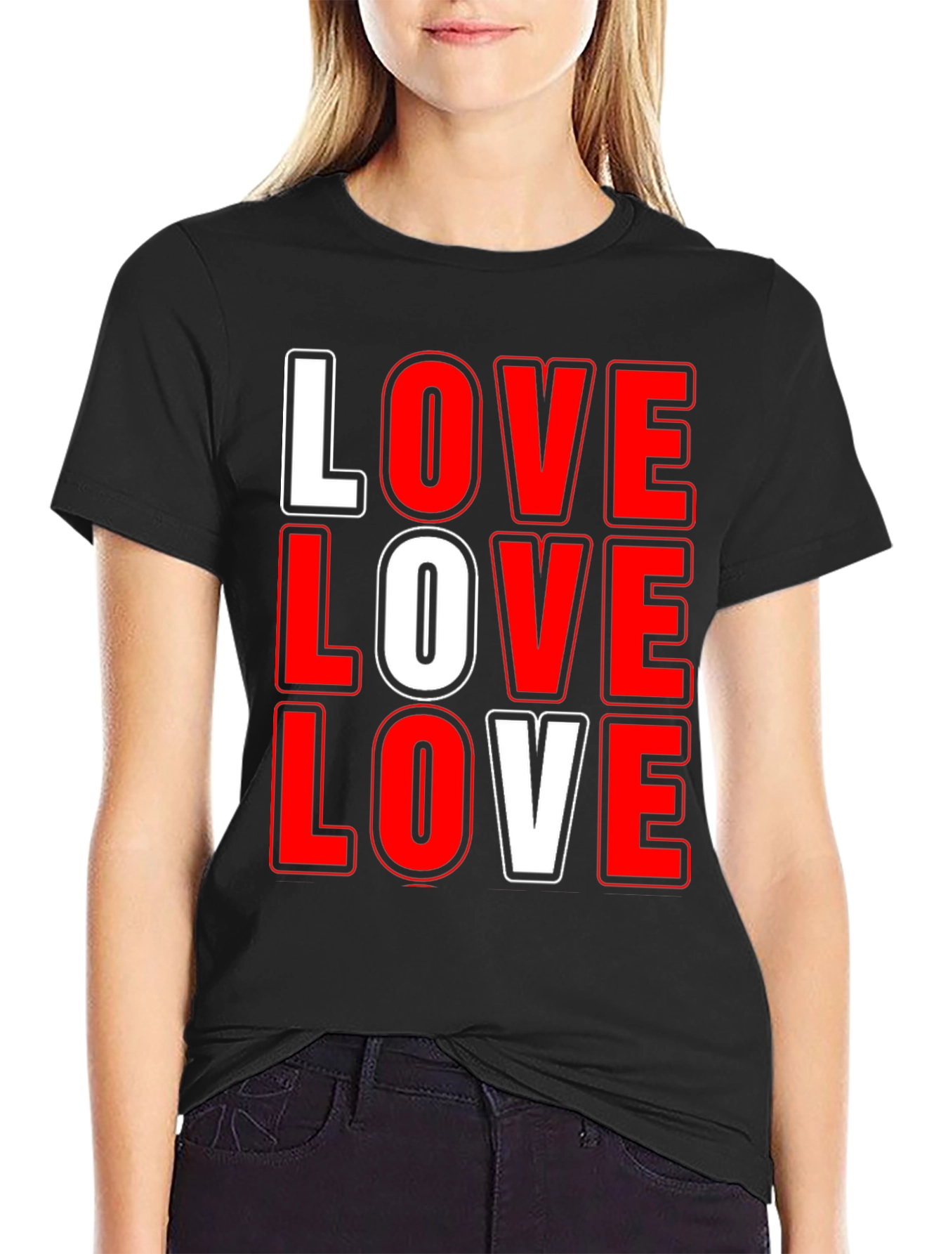 Love Graphic T-Shirt - Bold Red & White Print
