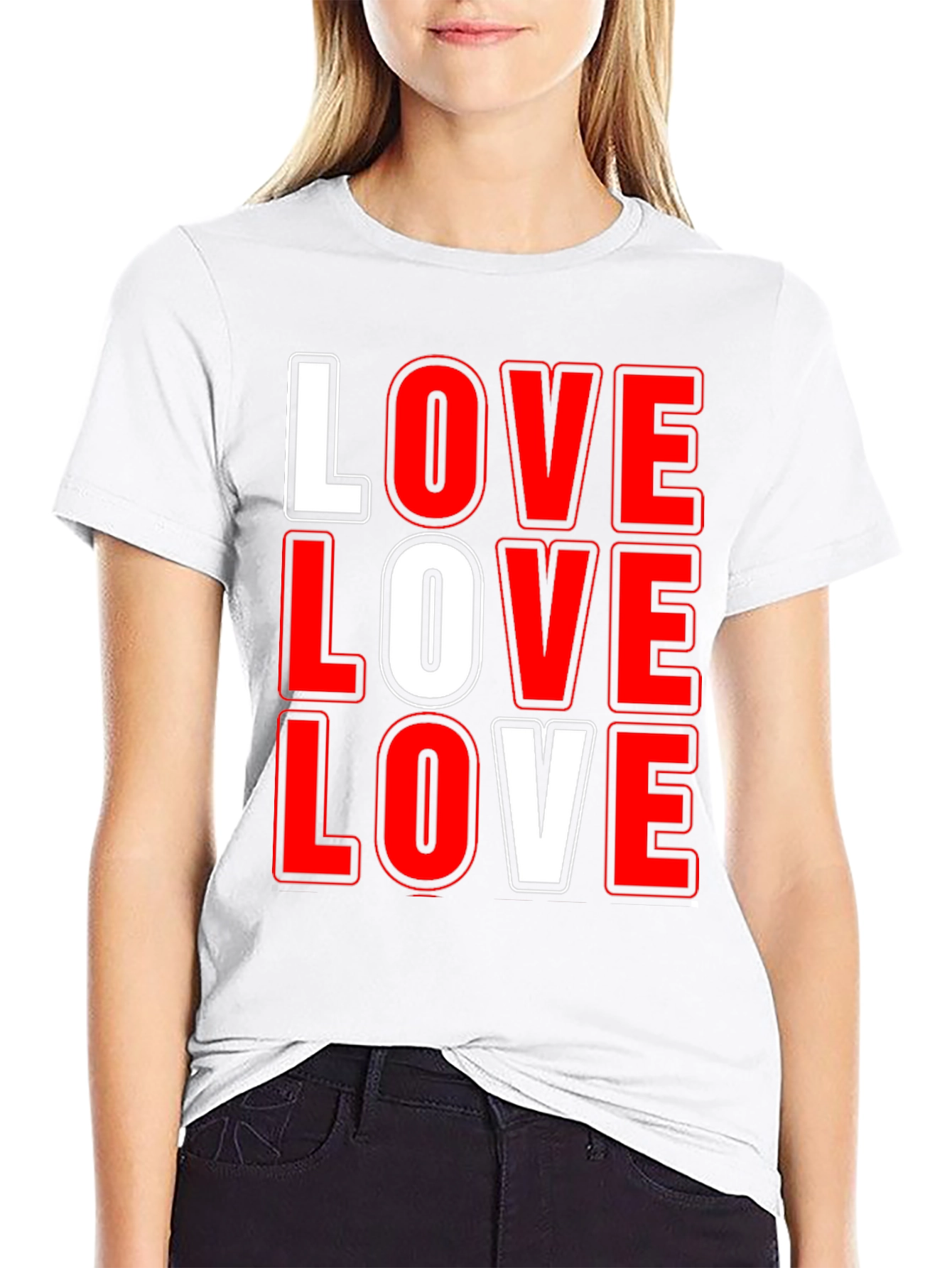 Love Graphic T-Shirt - Bold Red & White Print