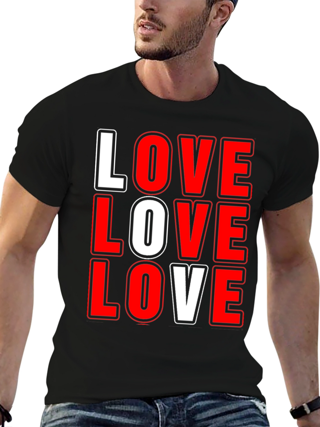 Love Graphic T-Shirt - Bold Red & White Print