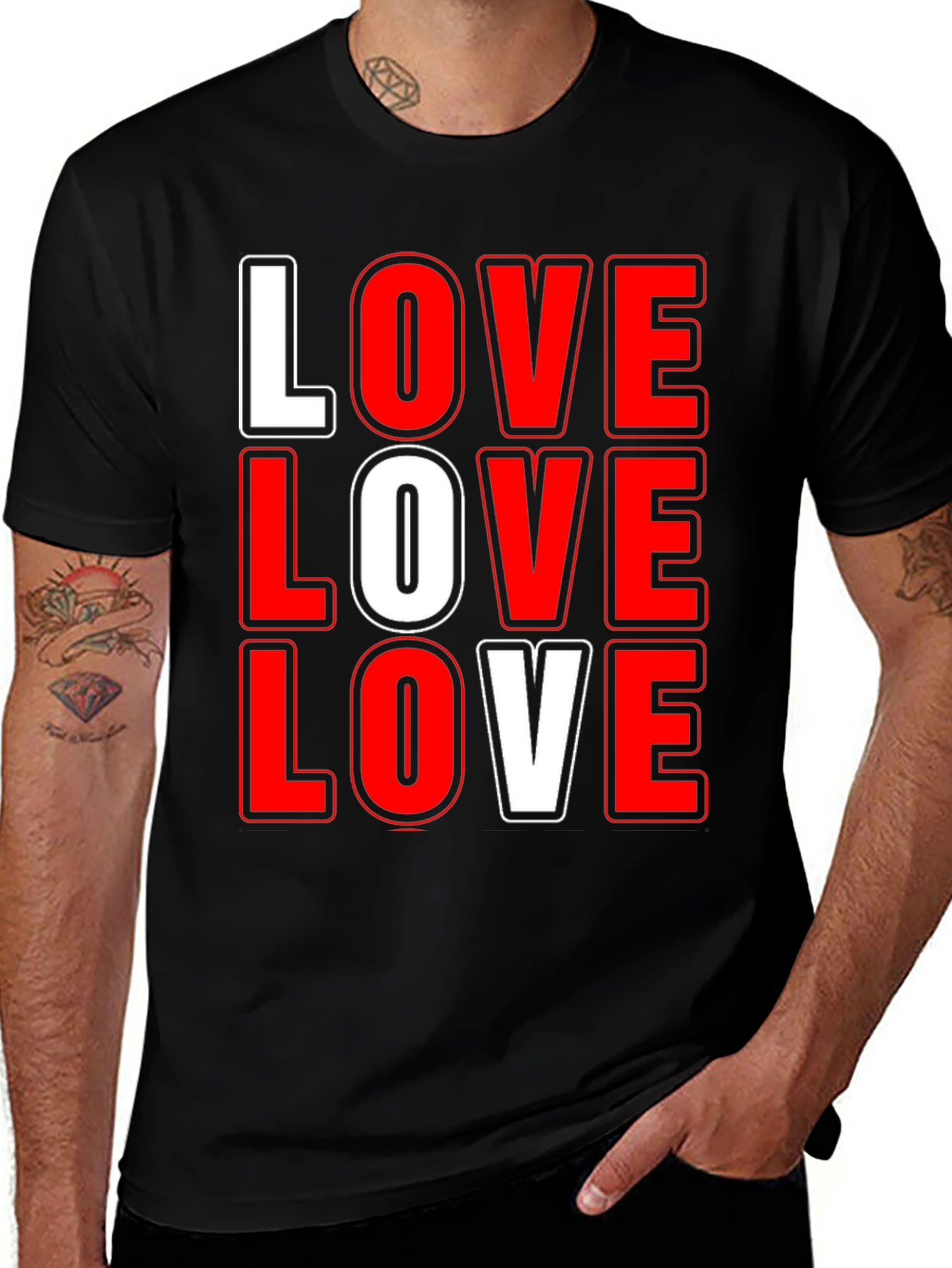 Love Graphic T-Shirt - Bold Red & White Print