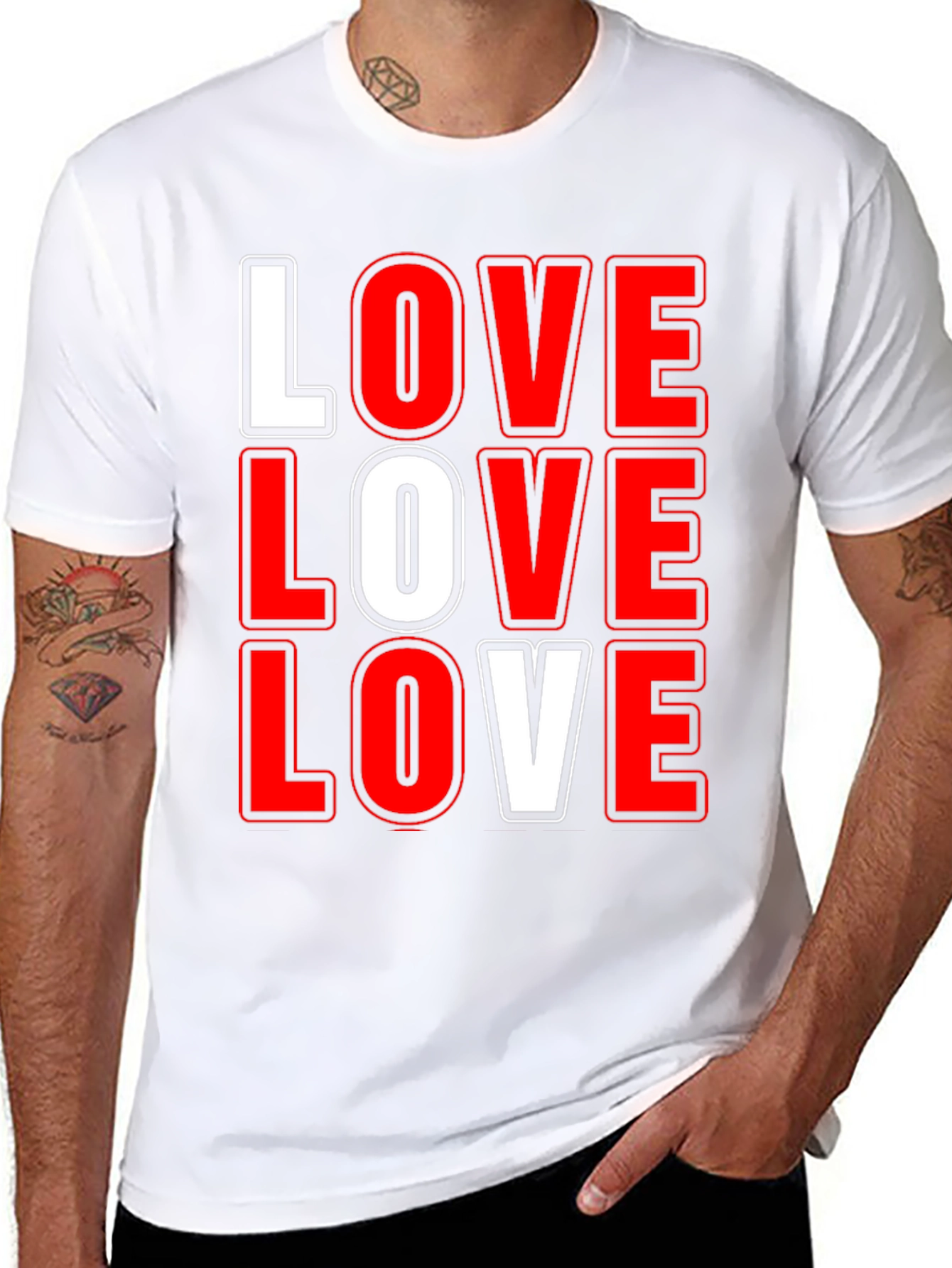 Love Graphic T-Shirt - Bold Red & White Print