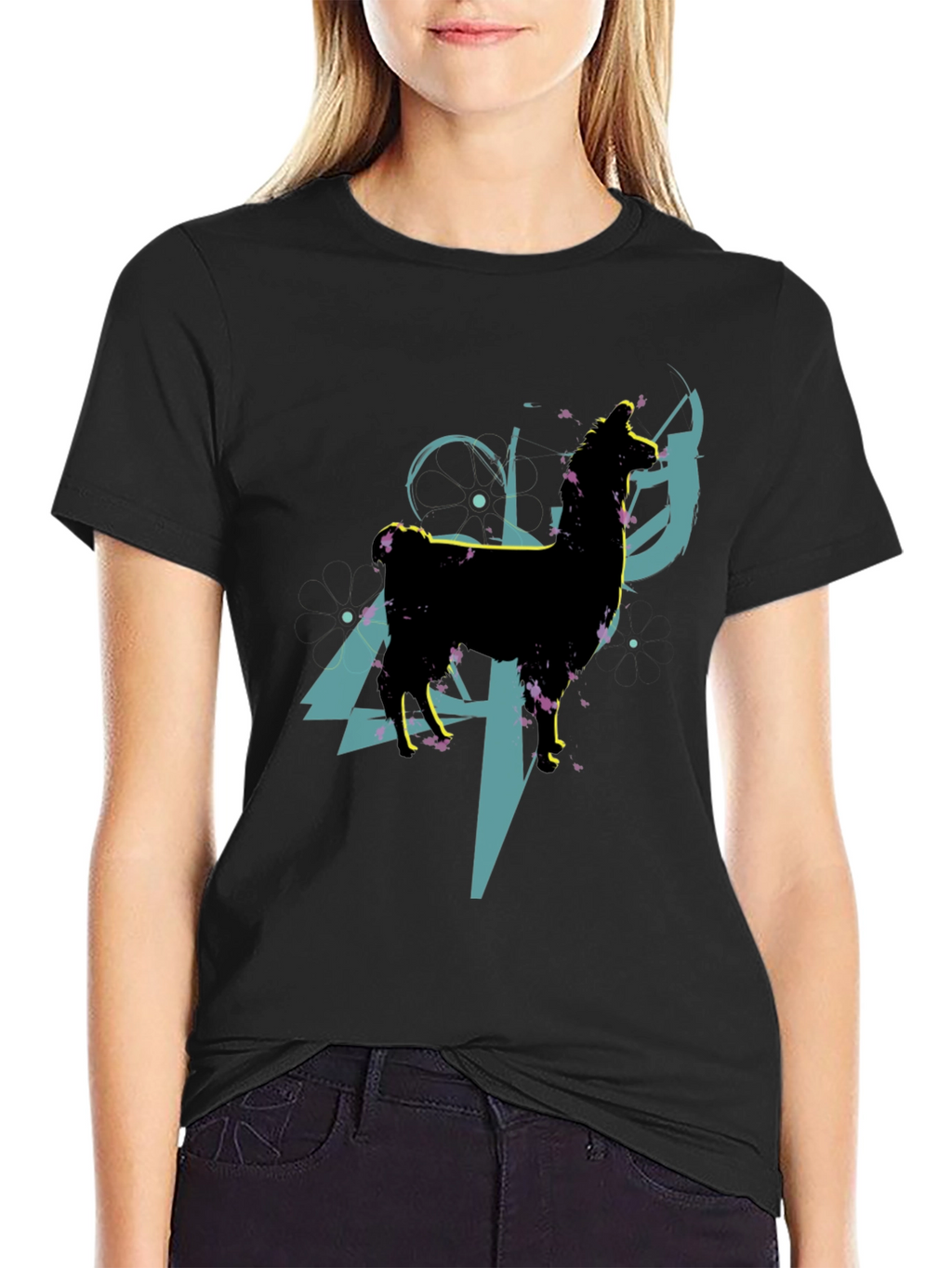 Llama Graphic Tee - Abstract Design