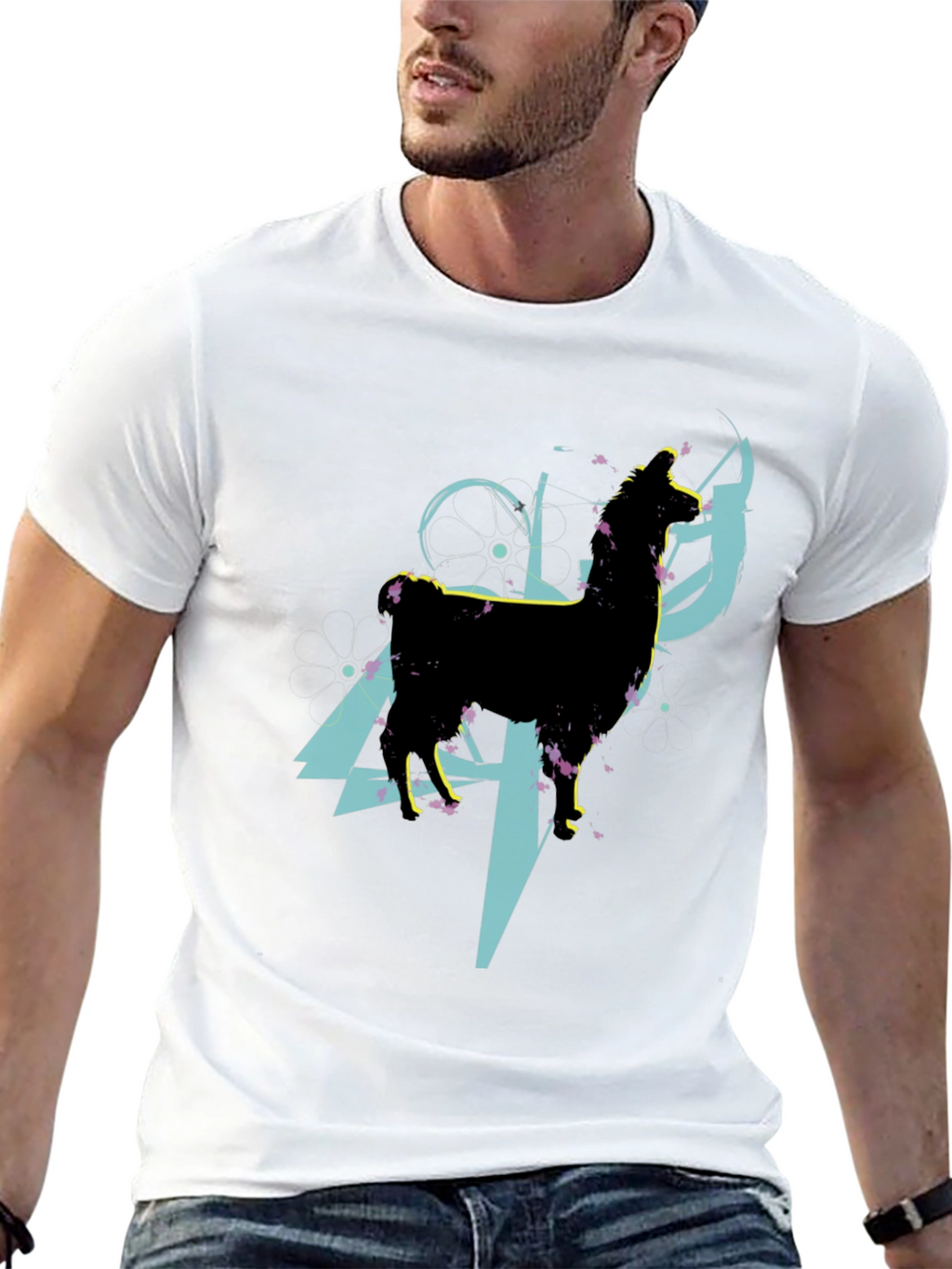 Llama Graphic Tee - Abstract Design