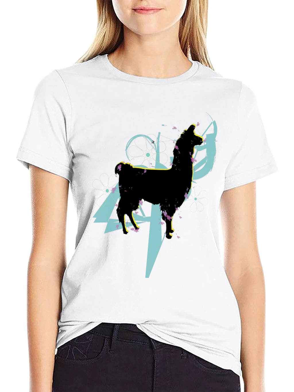 Llama Graphic Tee - Abstract Design