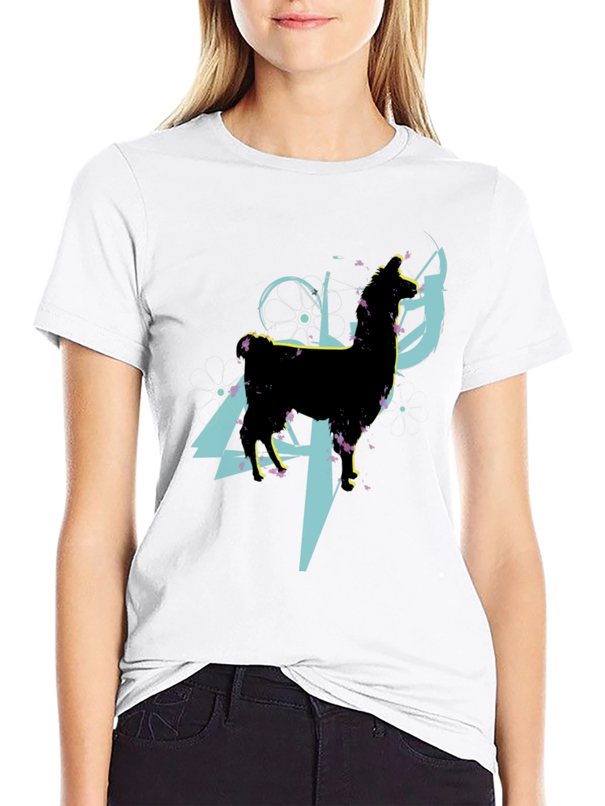 Llama Graphic Tee - Abstract Design