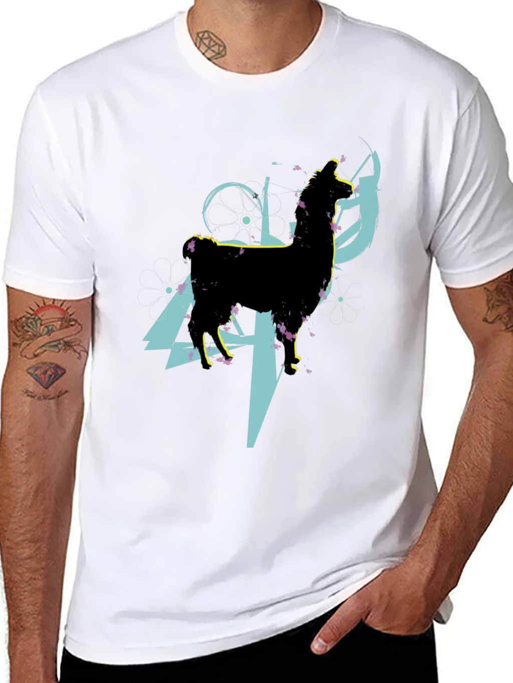 Llama Graphic Tee - Abstract Design