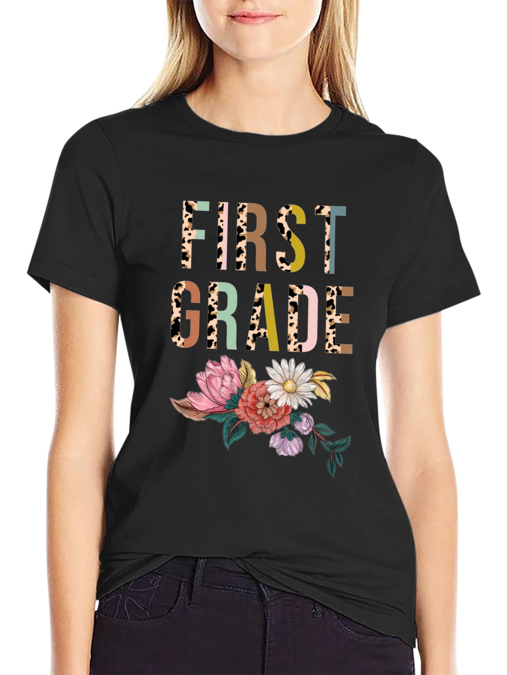 First Grade Floral Print T-Shirt