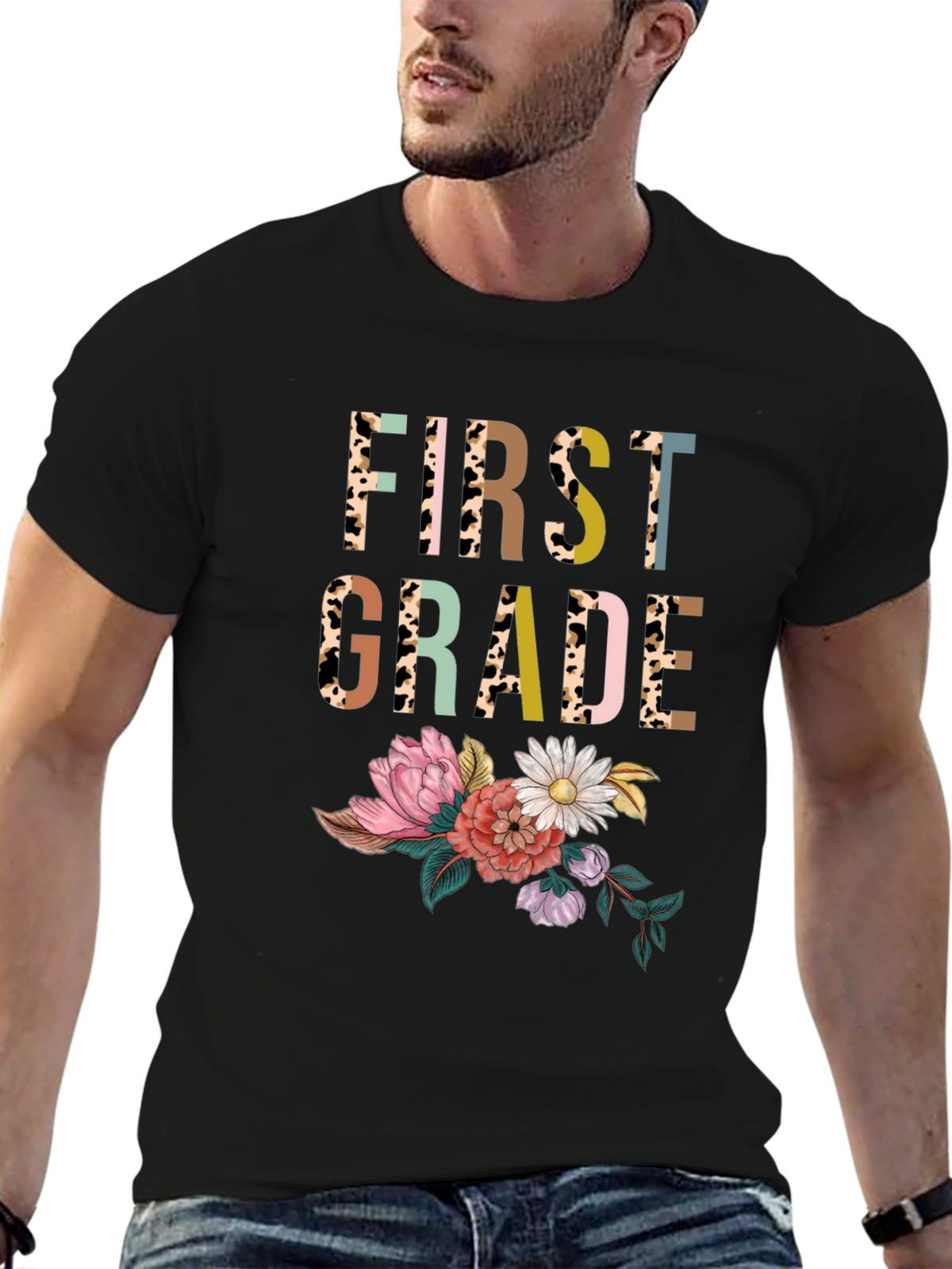 First Grade Floral Print T-Shirt