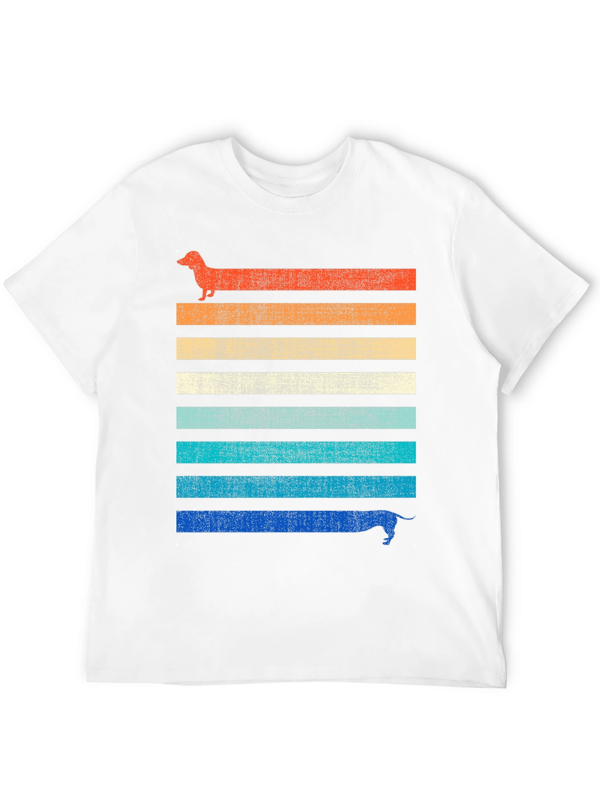 Retro Dachshund Striped Graphic Tee