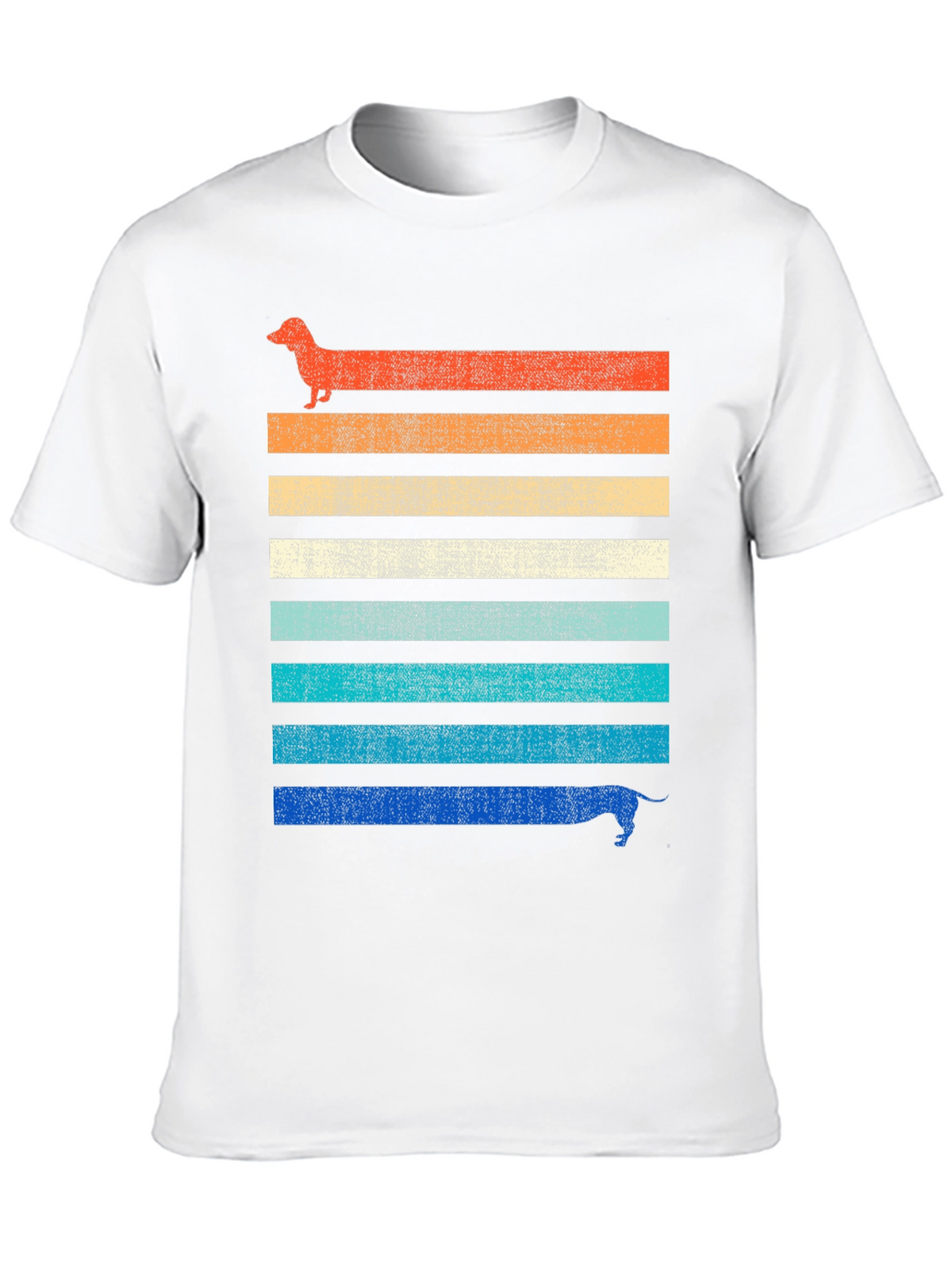Retro Dachshund Striped Graphic Tee