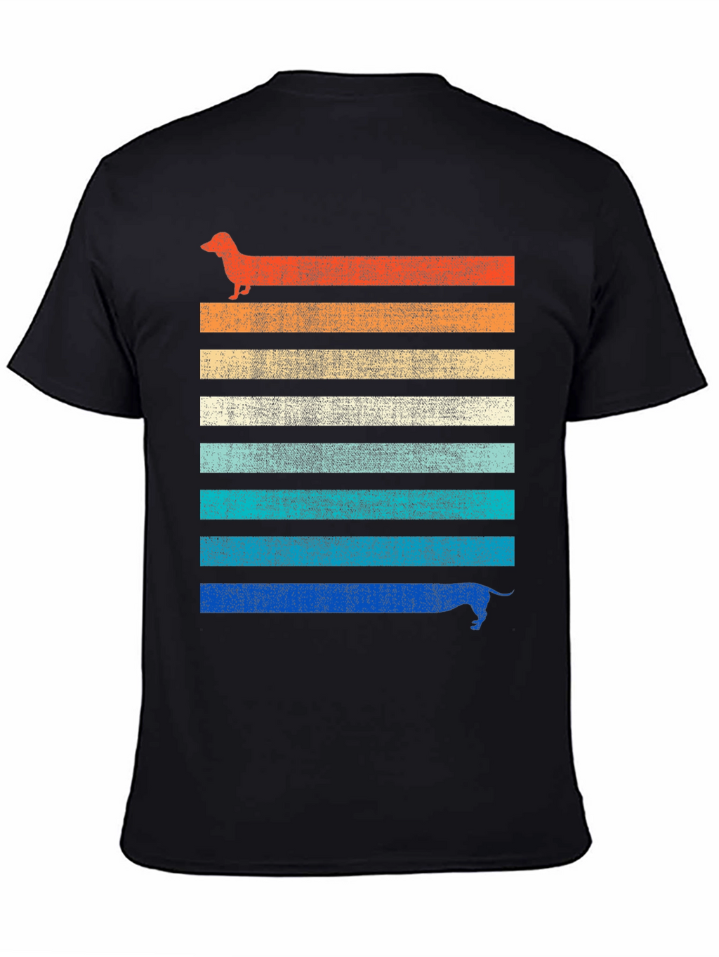 Retro Dachshund Striped Graphic Tee