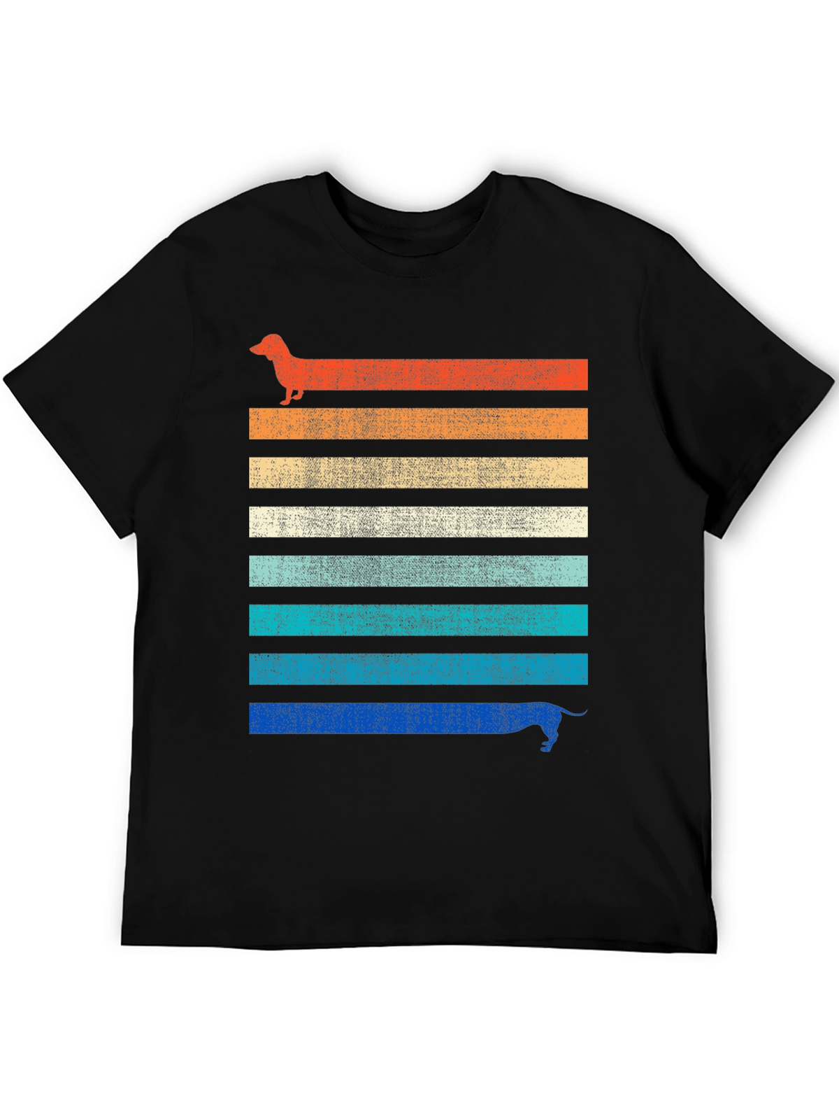 Retro Dachshund Striped Graphic Tee