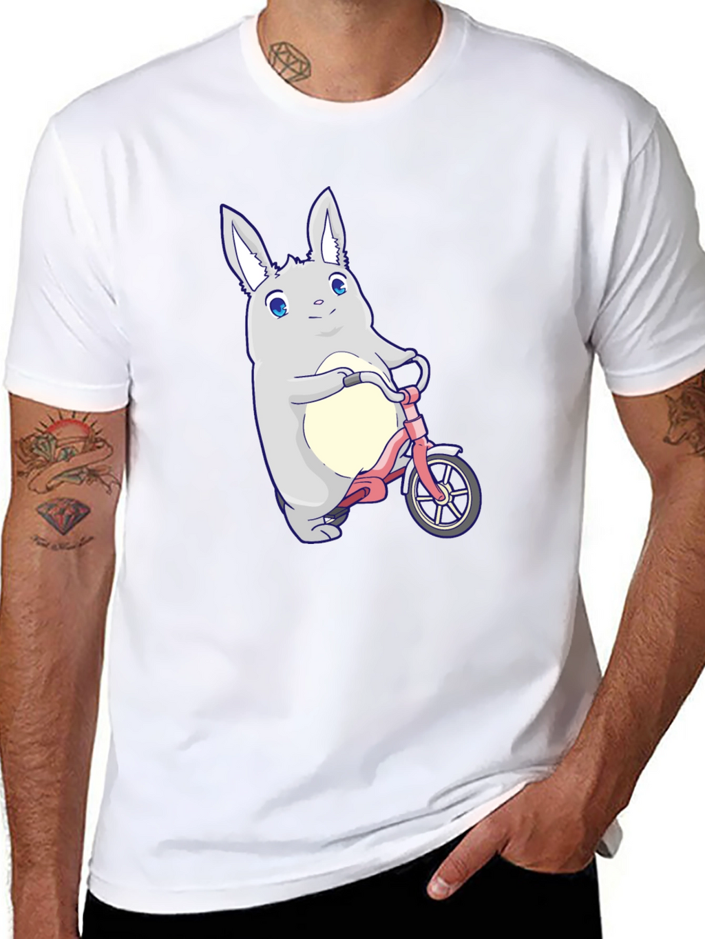 Cute Bunny on Bike Graphic T-Shirt